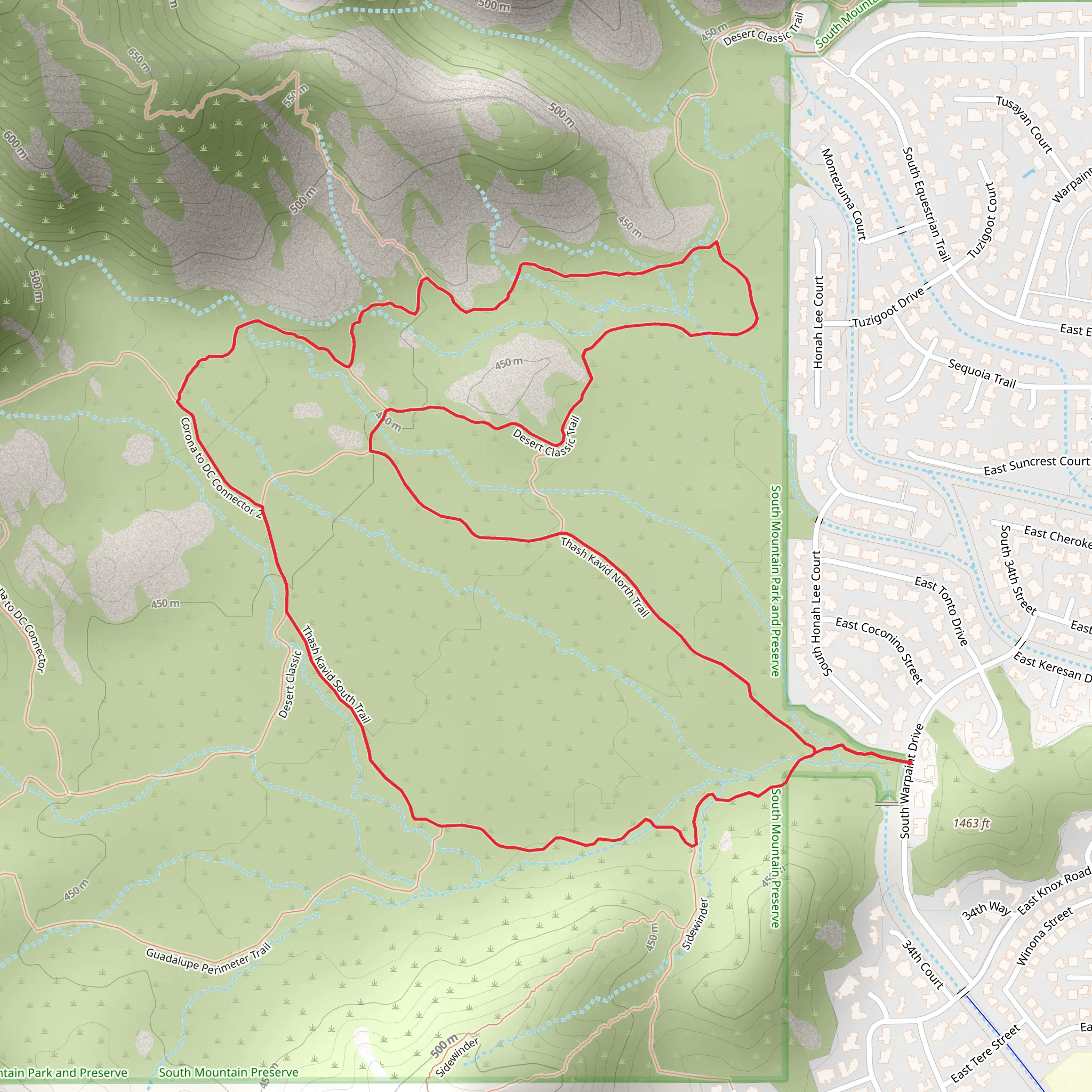 Warpaint North, Desert Classic and Secret Loop Trail mobile static map