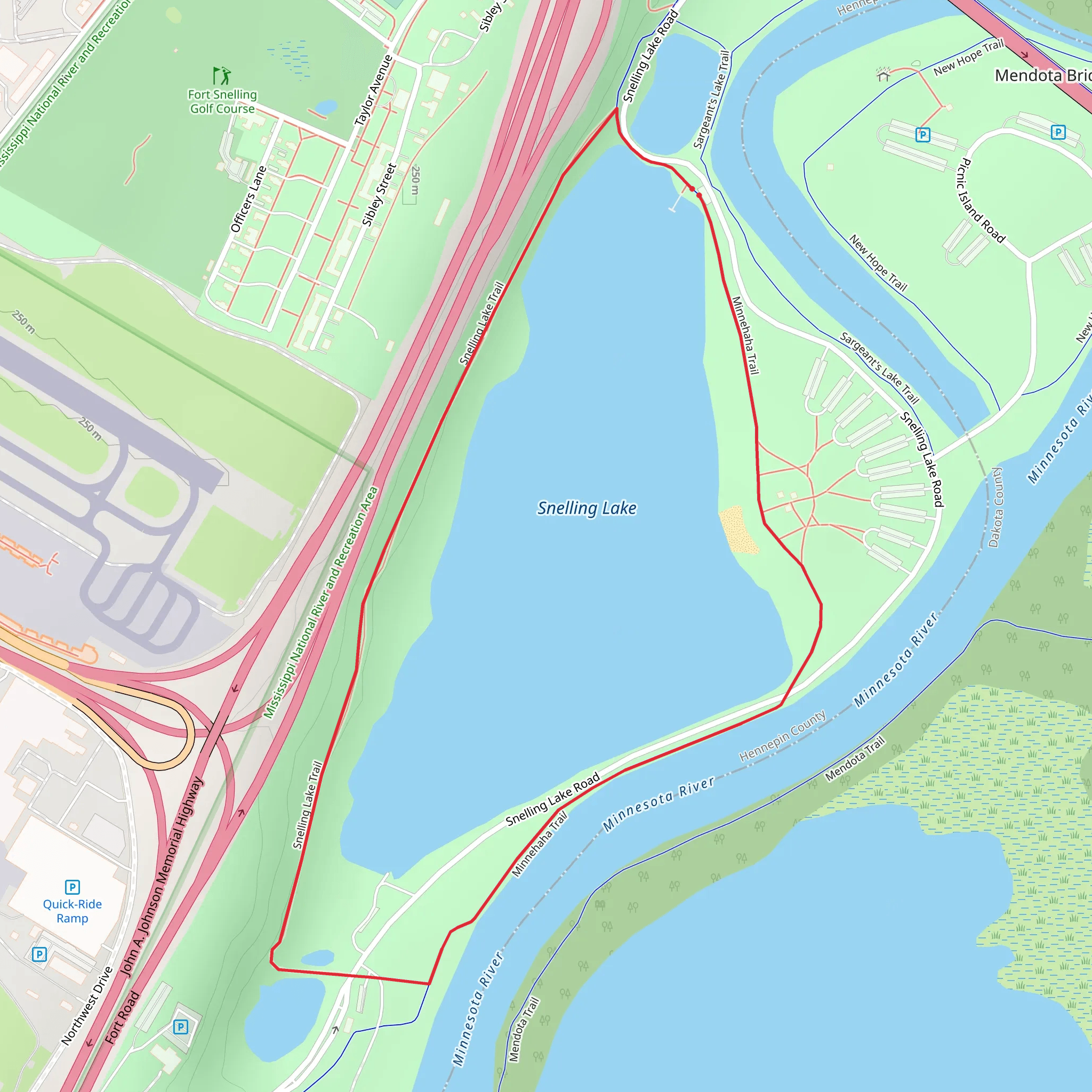 Snelling Lake and Minnehaha Loop Trail mobile static map