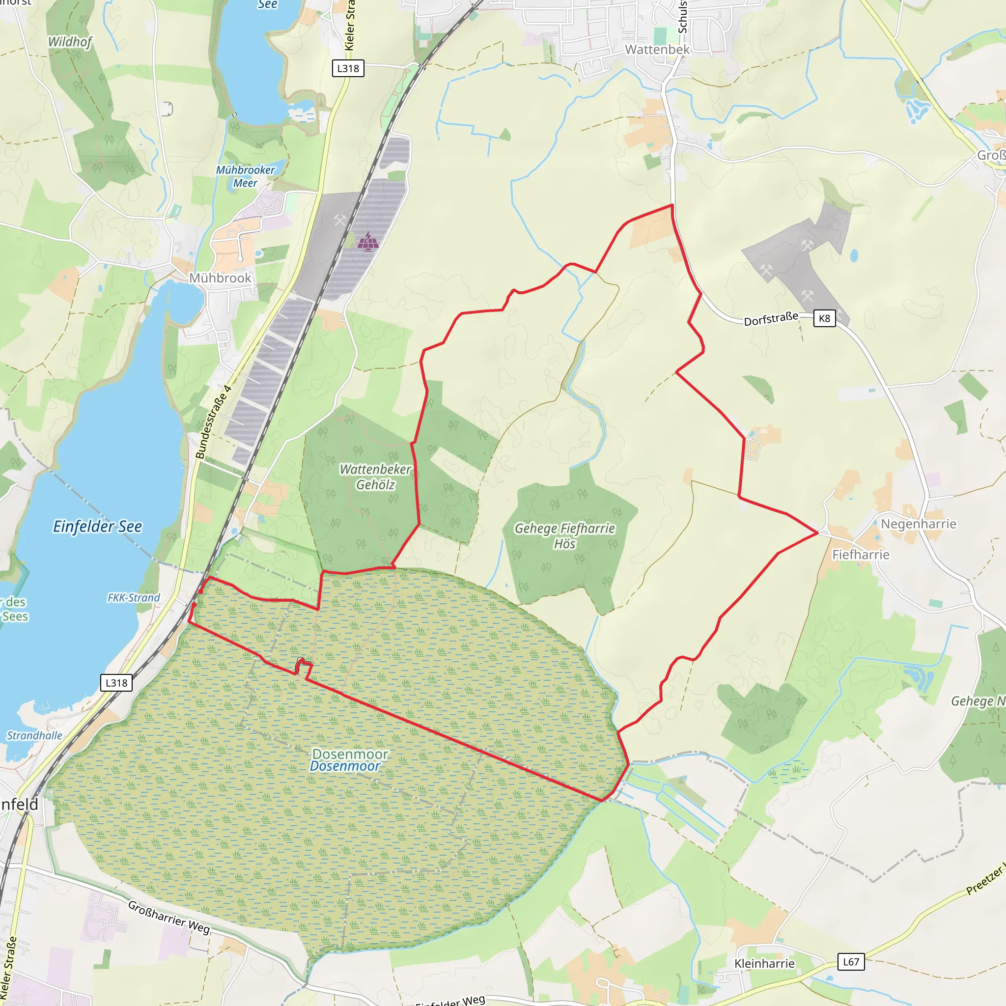 Dosenmoor Weg and Wattenbeker Gehoelz Loop mobile static map