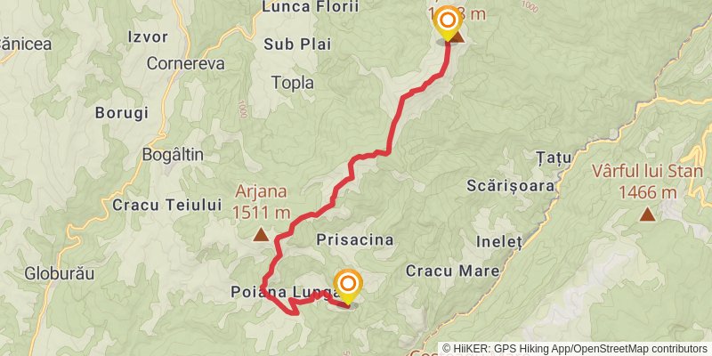 Trans Carpathian Hike stage 120 Map