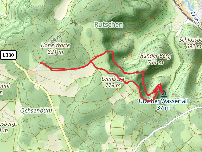 Rutschenfelsen and Uracher Wasserfall via Hoette