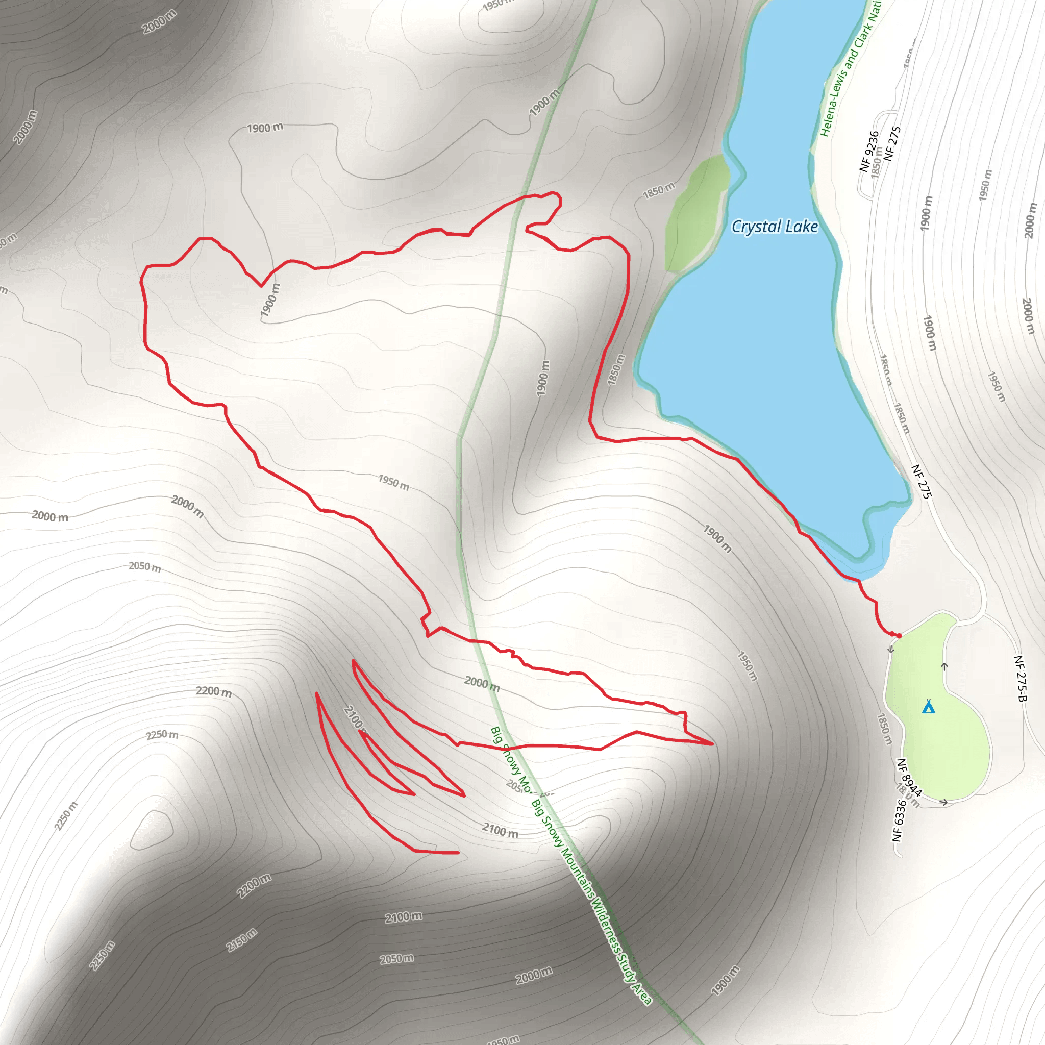 Grandview Point Trail via Crystal Lake Trail mobile static map