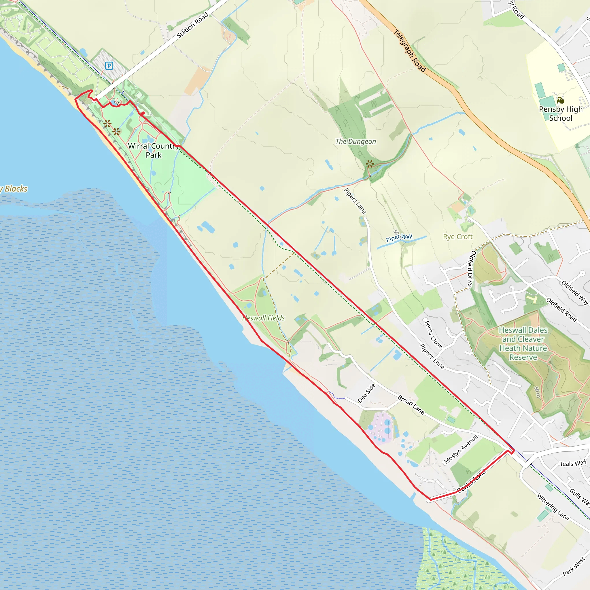 Wirral Country Park via Wirral Way mobile static map