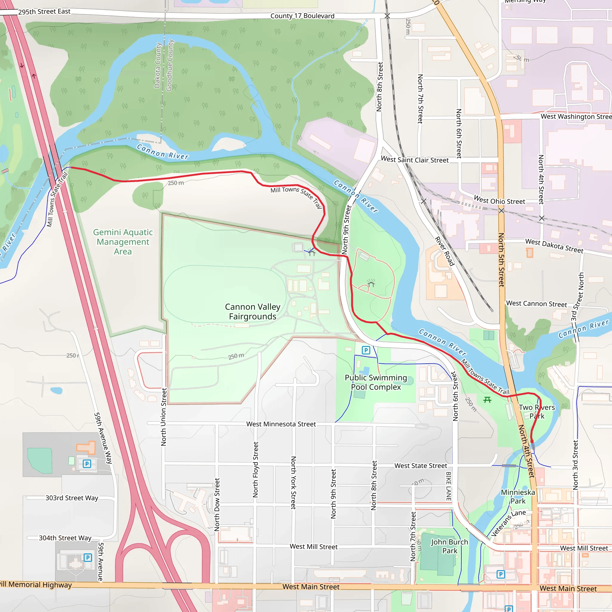 Mill Towns State Trail mobile static map