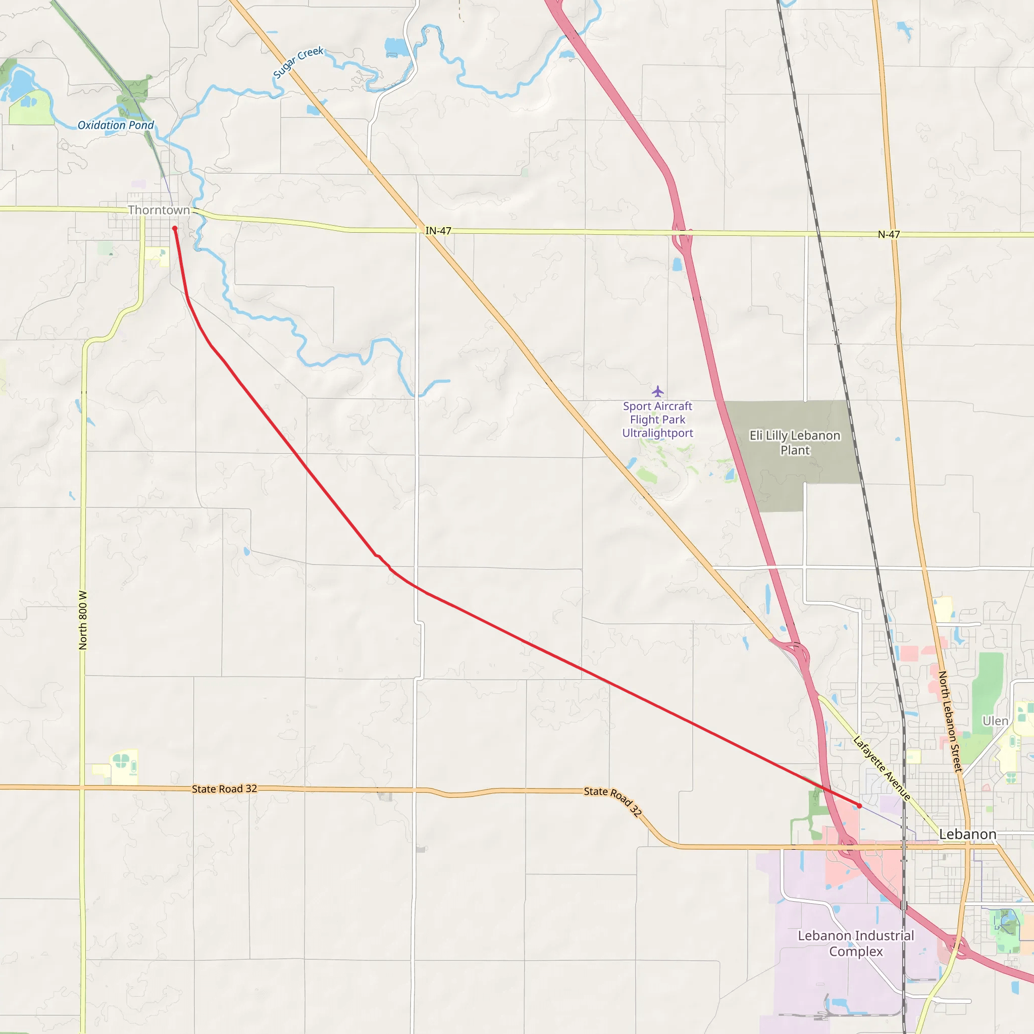 Big 4 Rail Trail to Thorntown mobile static map