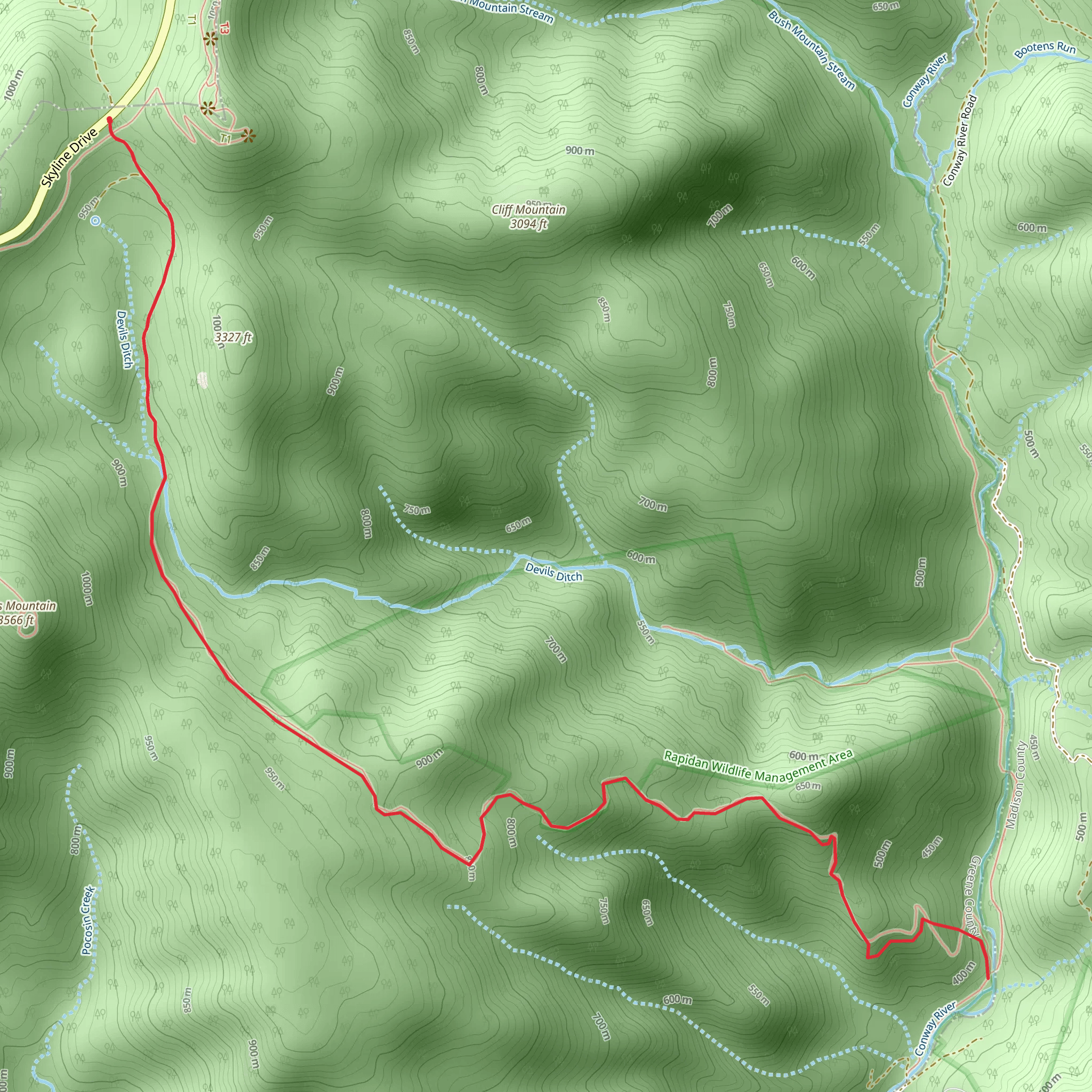 Slaughter Trail mobile static map