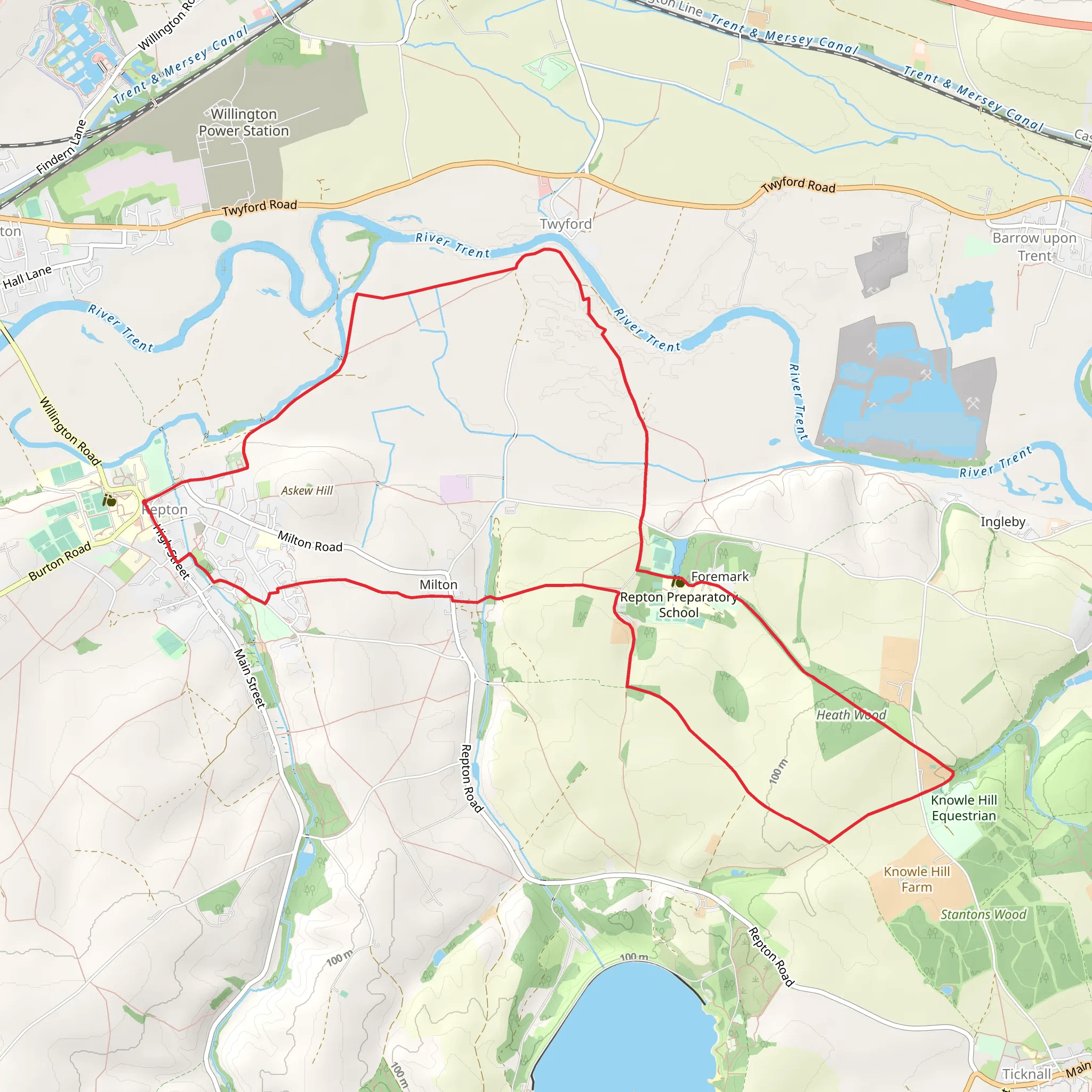 Repton - Foremark and Milton mobile static map