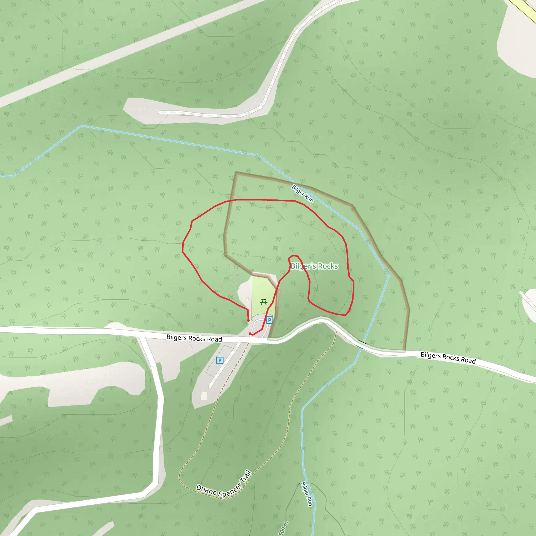 Bilgers Rocks Loop mobile static map