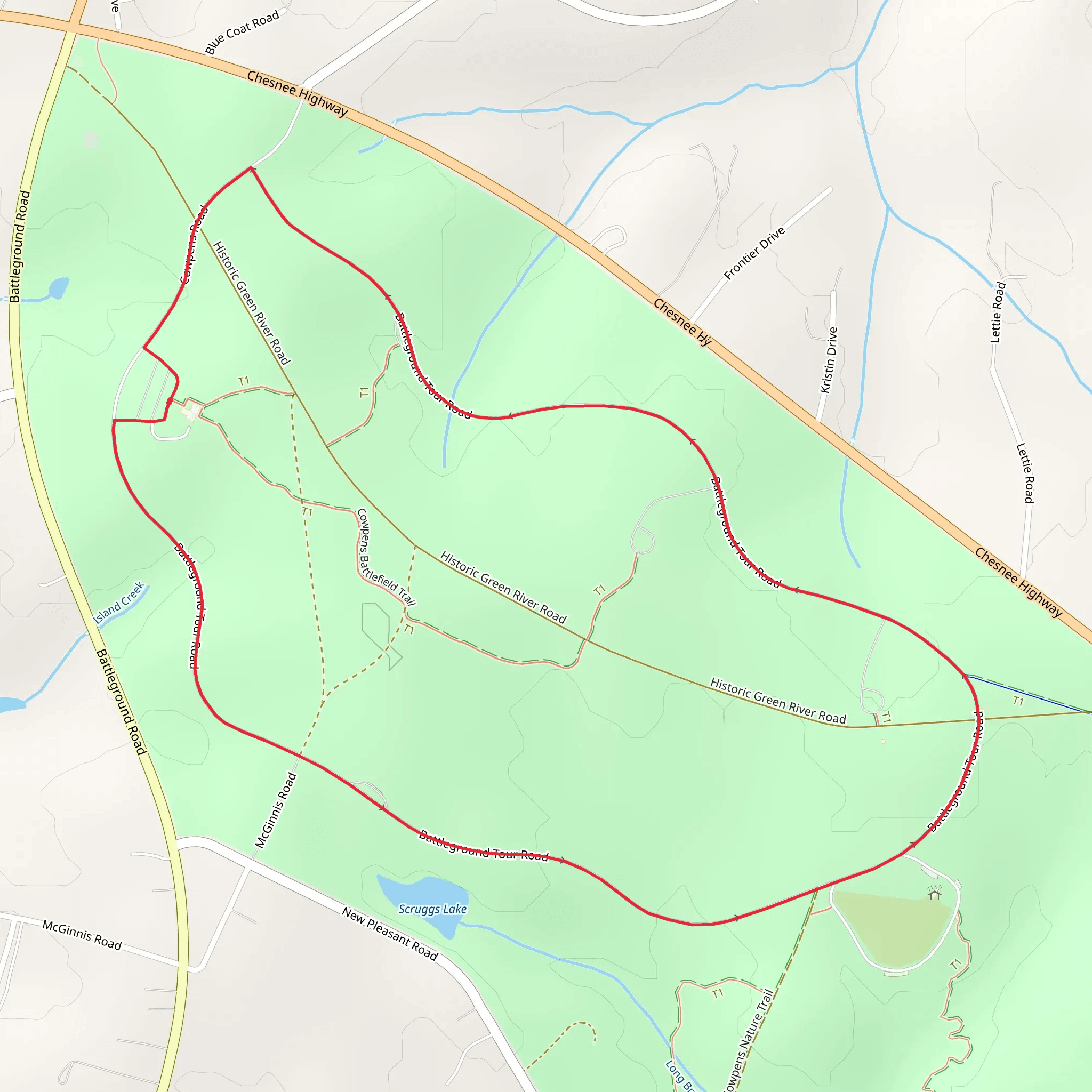Cowpens National Battlefield Loop mobile static map