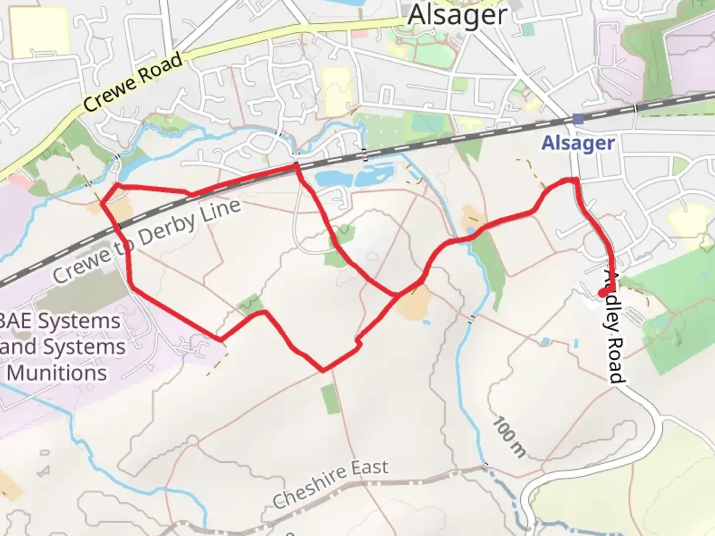 An image depicting the trail Alsager Short Loop and its surrounding area.