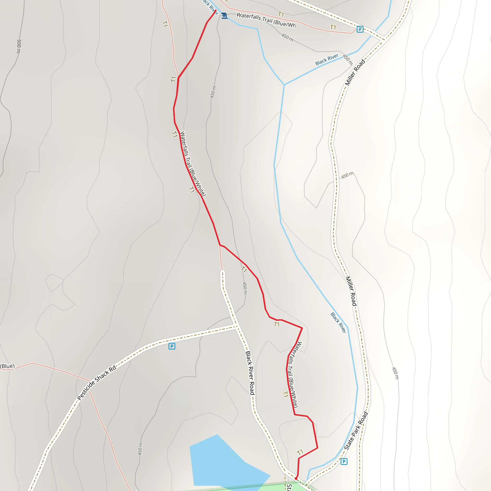 Black River Trail via Waterfalls Trail mobile static map