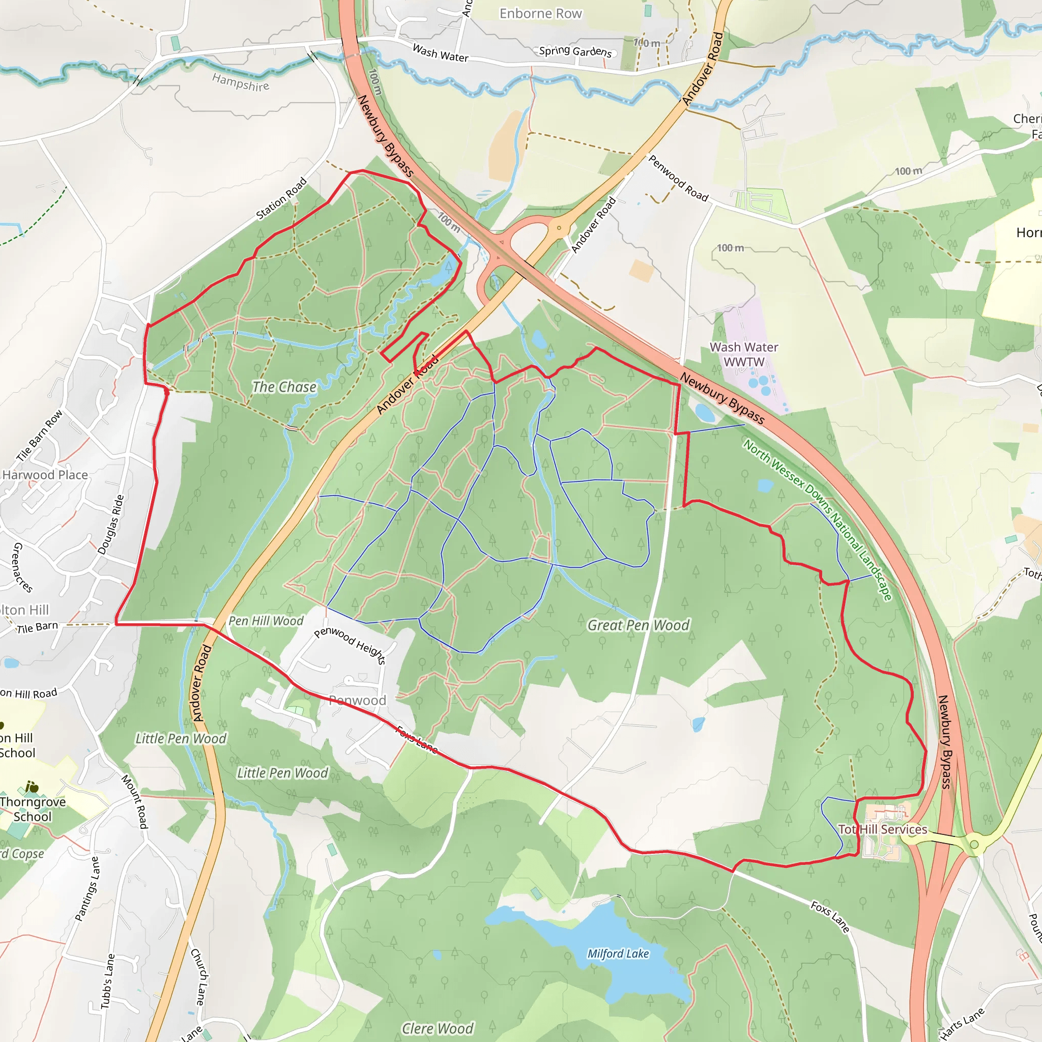 Great Pen Wood Loop mobile static map