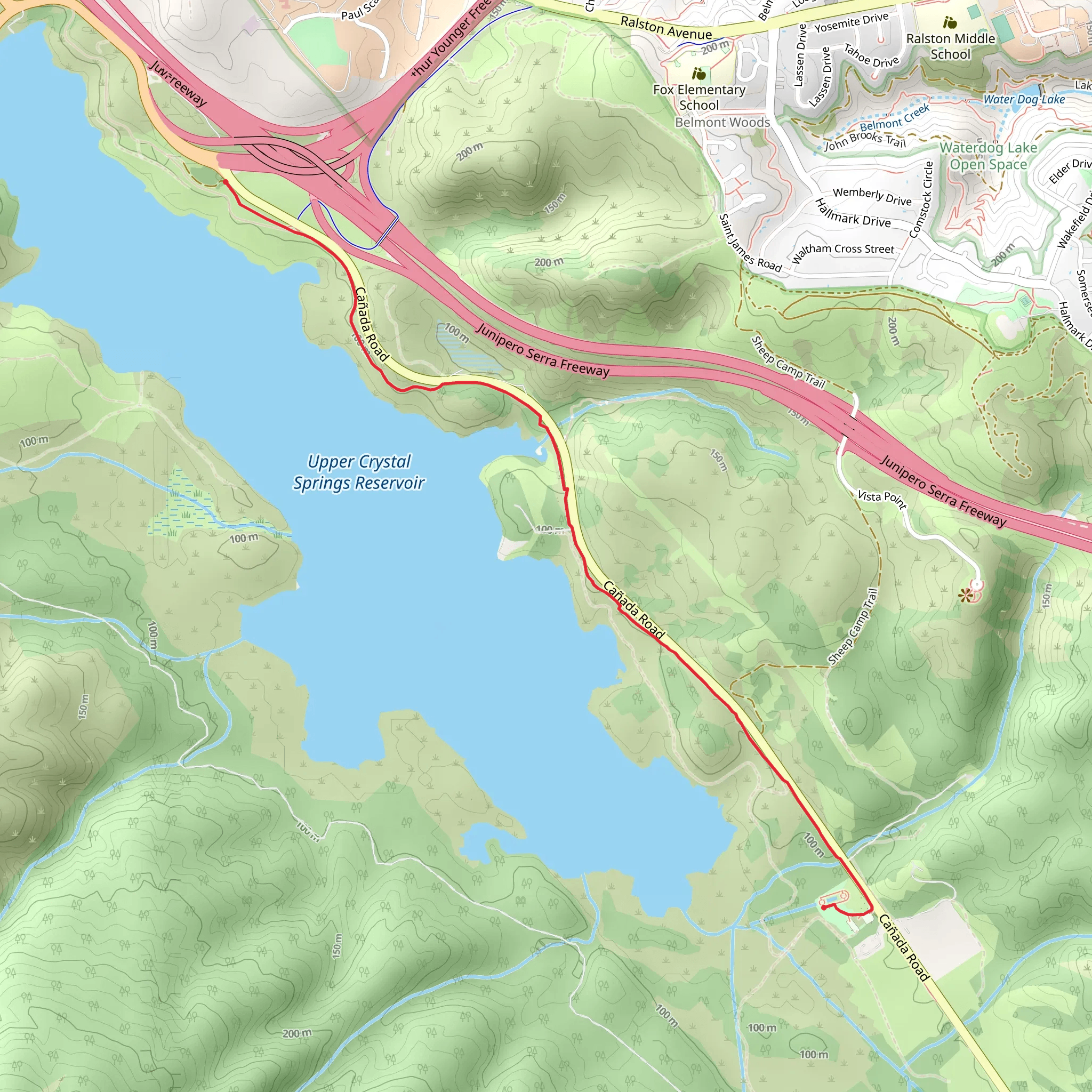 Upper Crystal Springs Reservoir East Shore mobile static map