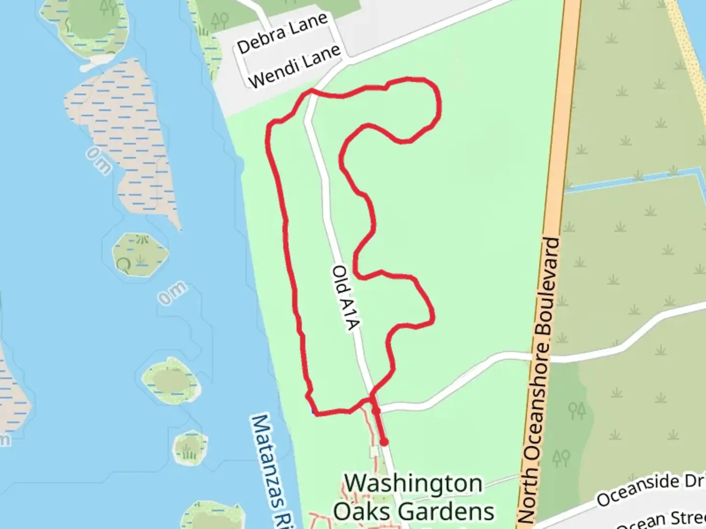 An image depicting the trail Washington Oaks Gardens State Park Loop and its surrounding area.