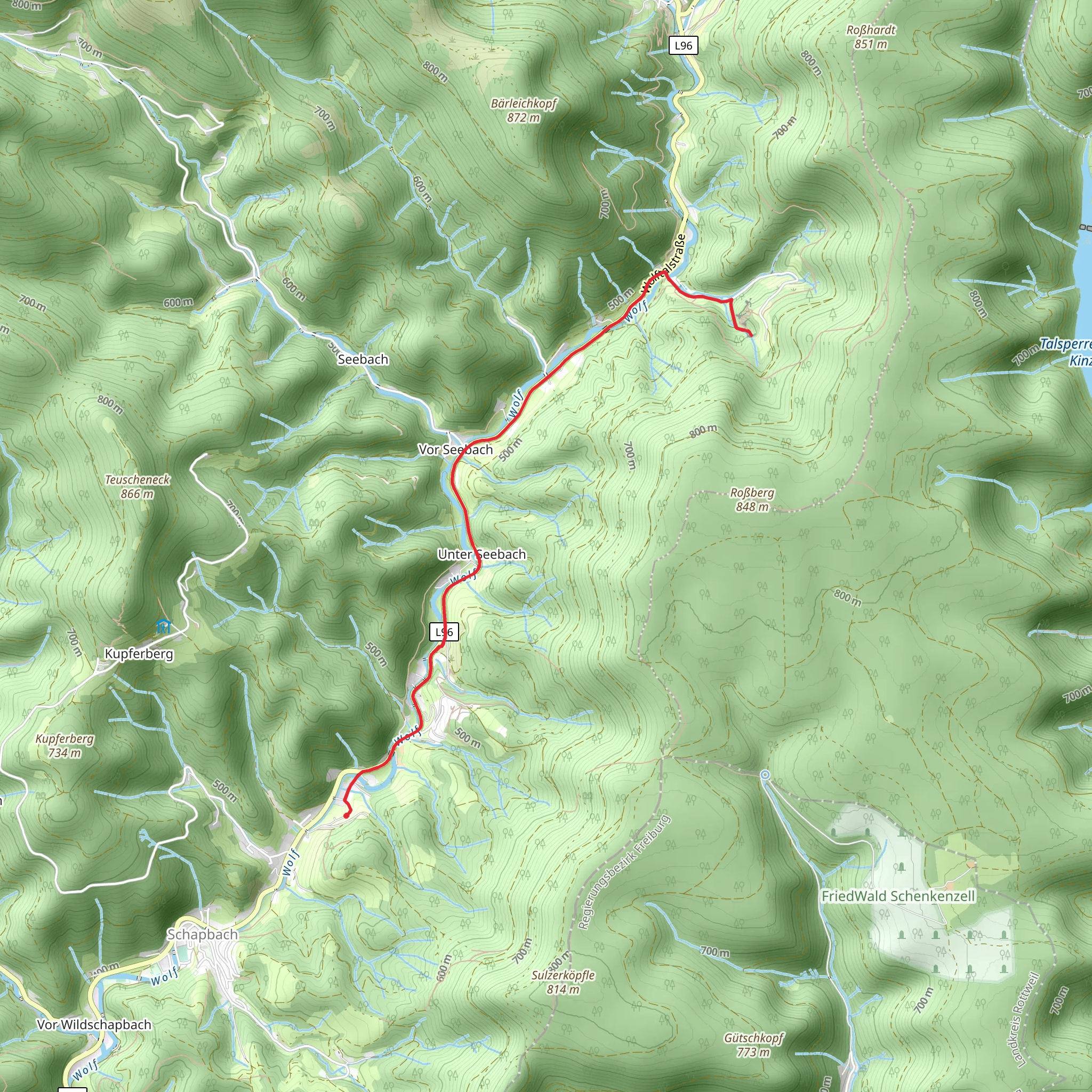 Burgbachwasserfall Walk from Schapbach mobile static map