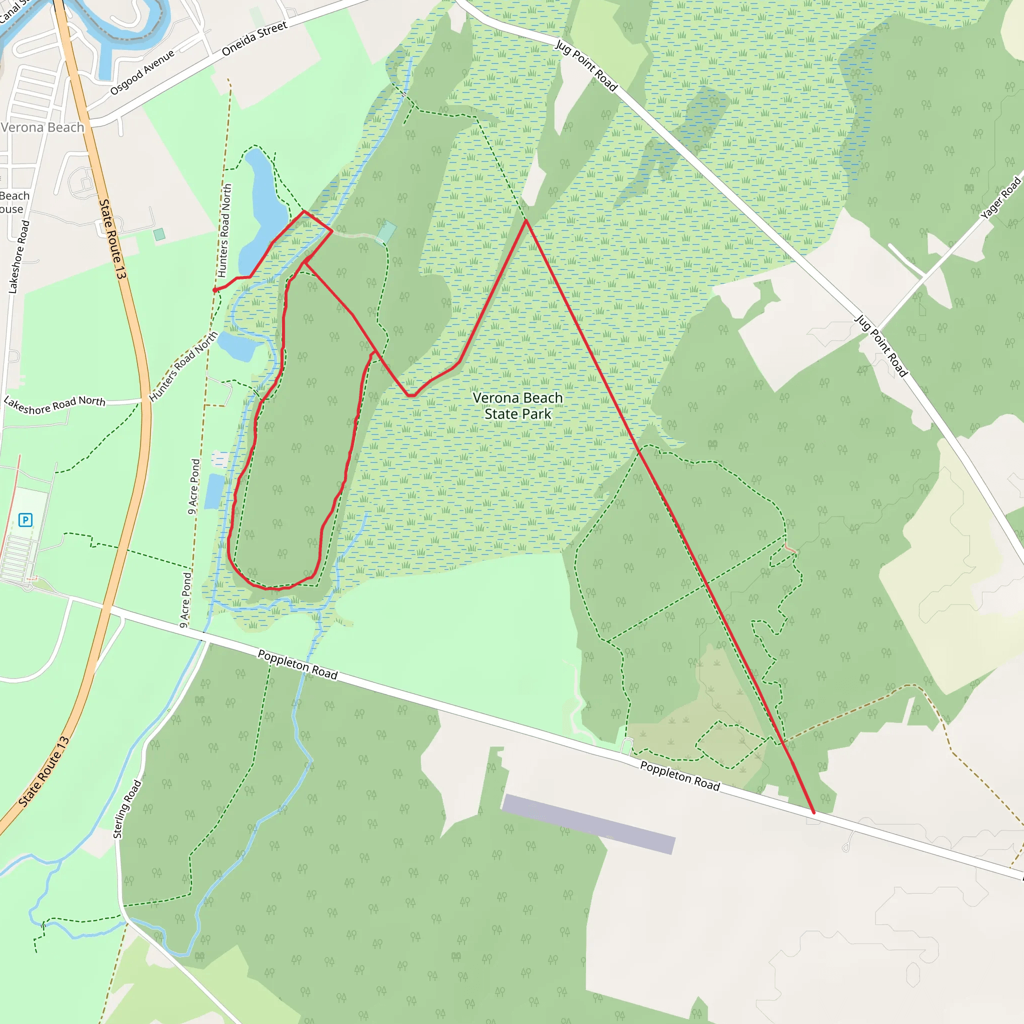 Verona Beach State Park Loop Trail mobile static map