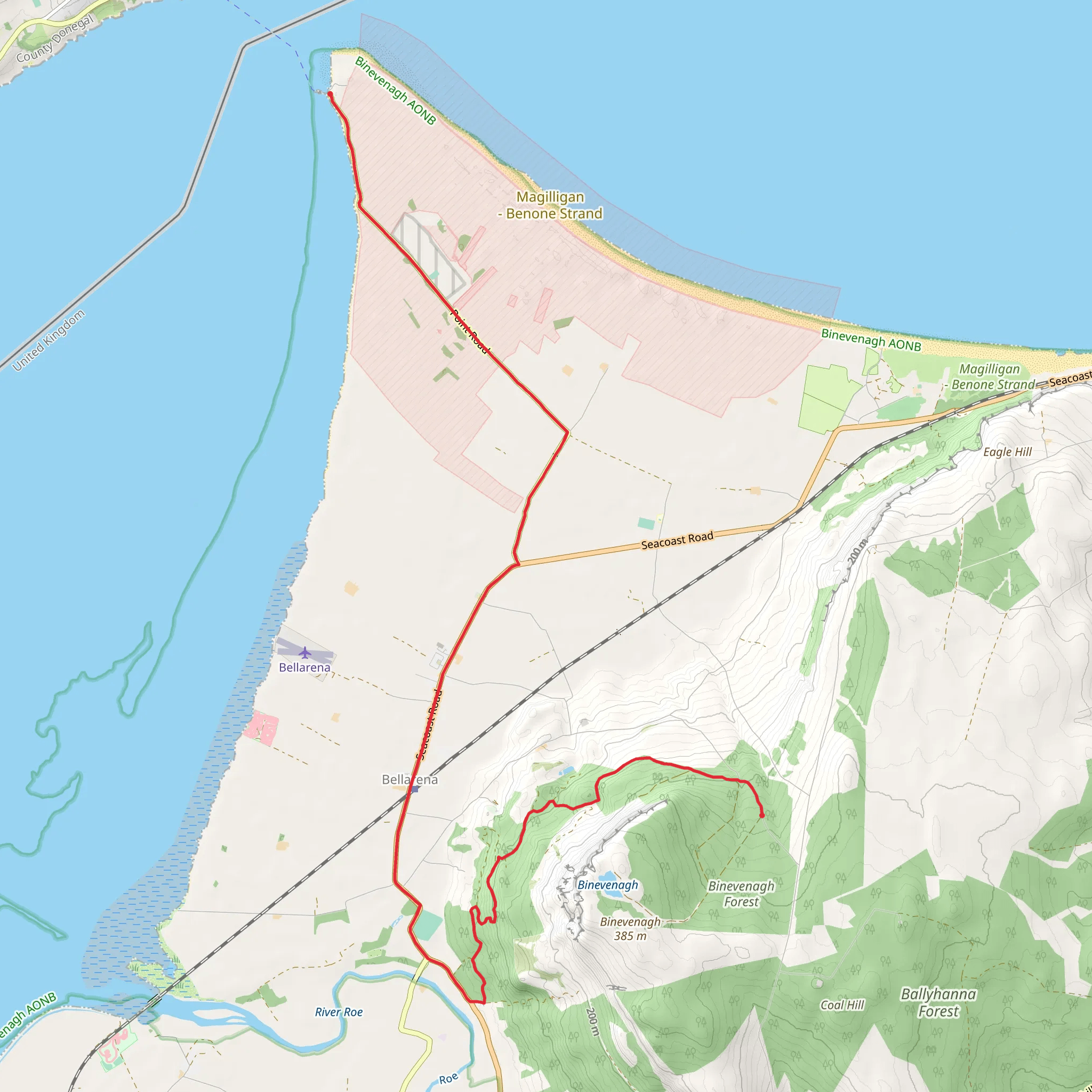 Magilligan to Binevenagh mobile static map