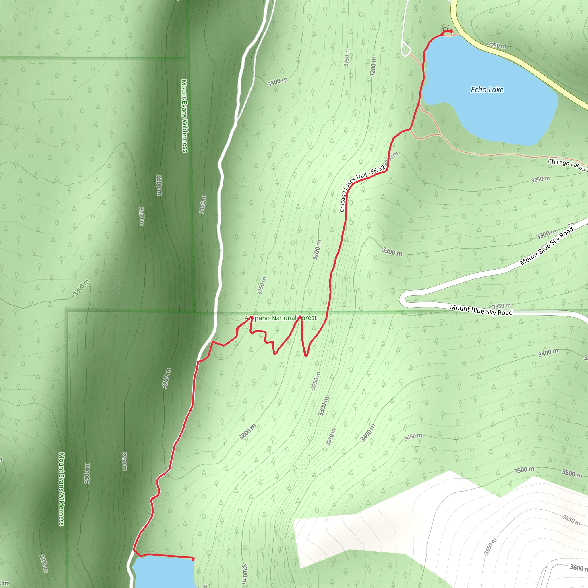 Idaho Springs Reservoir from Echo Lake mobile static map