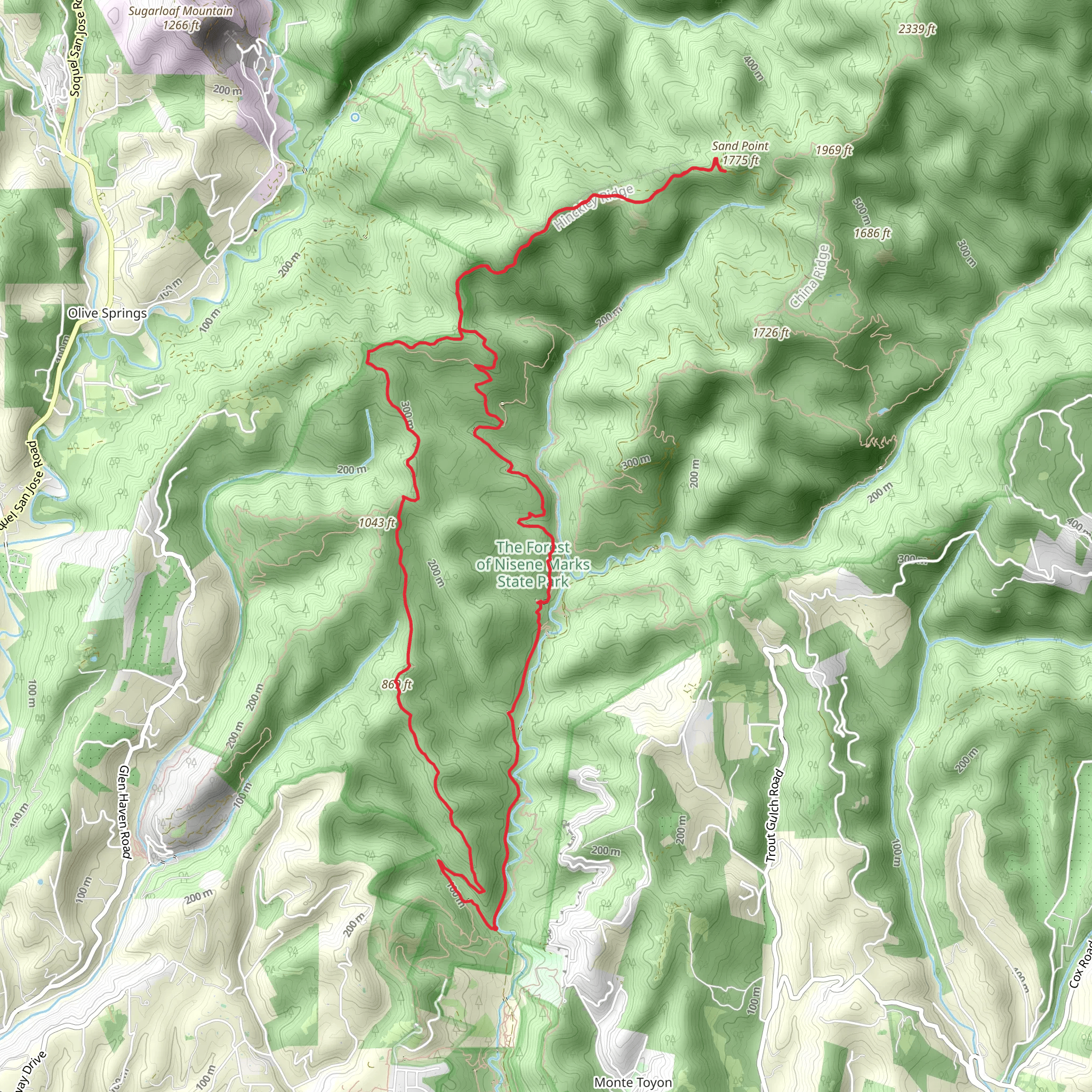 West Ridge Trail and Loma Prieta Loop Trail mobile static map