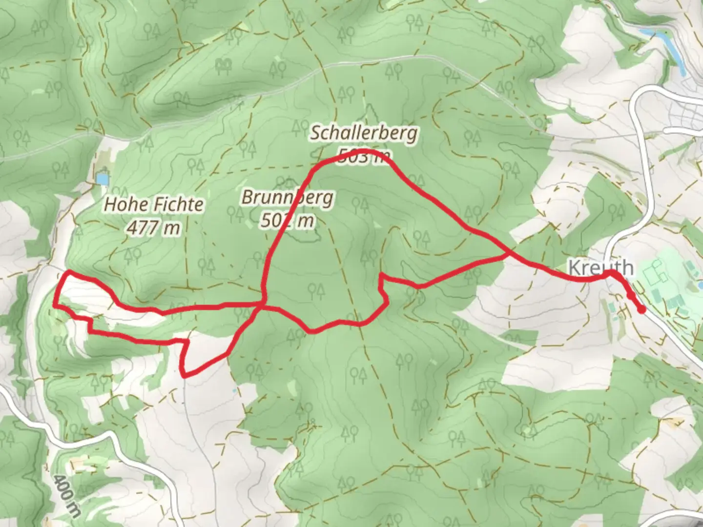 An image depicting the trail Schallerberg,Brunnberg and Ruine Roßstein Loop and its surrounding area.