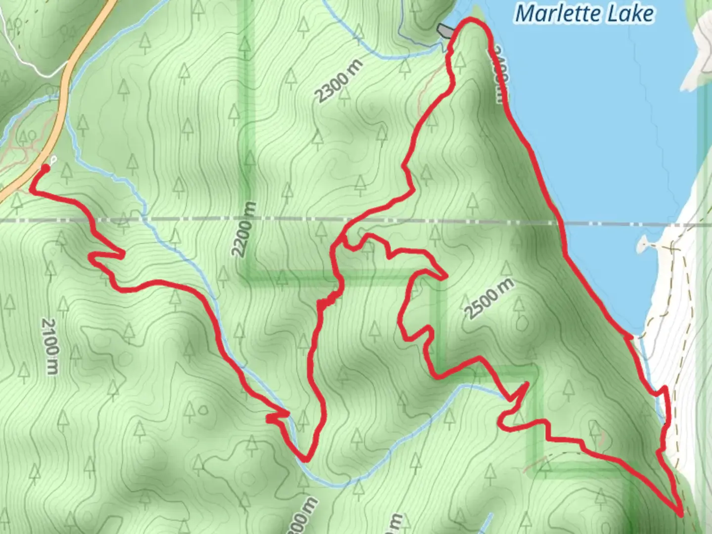 An image depicting the trail Marlette Creek Trail and Marlette Lake Trail Loop and its surrounding area.
