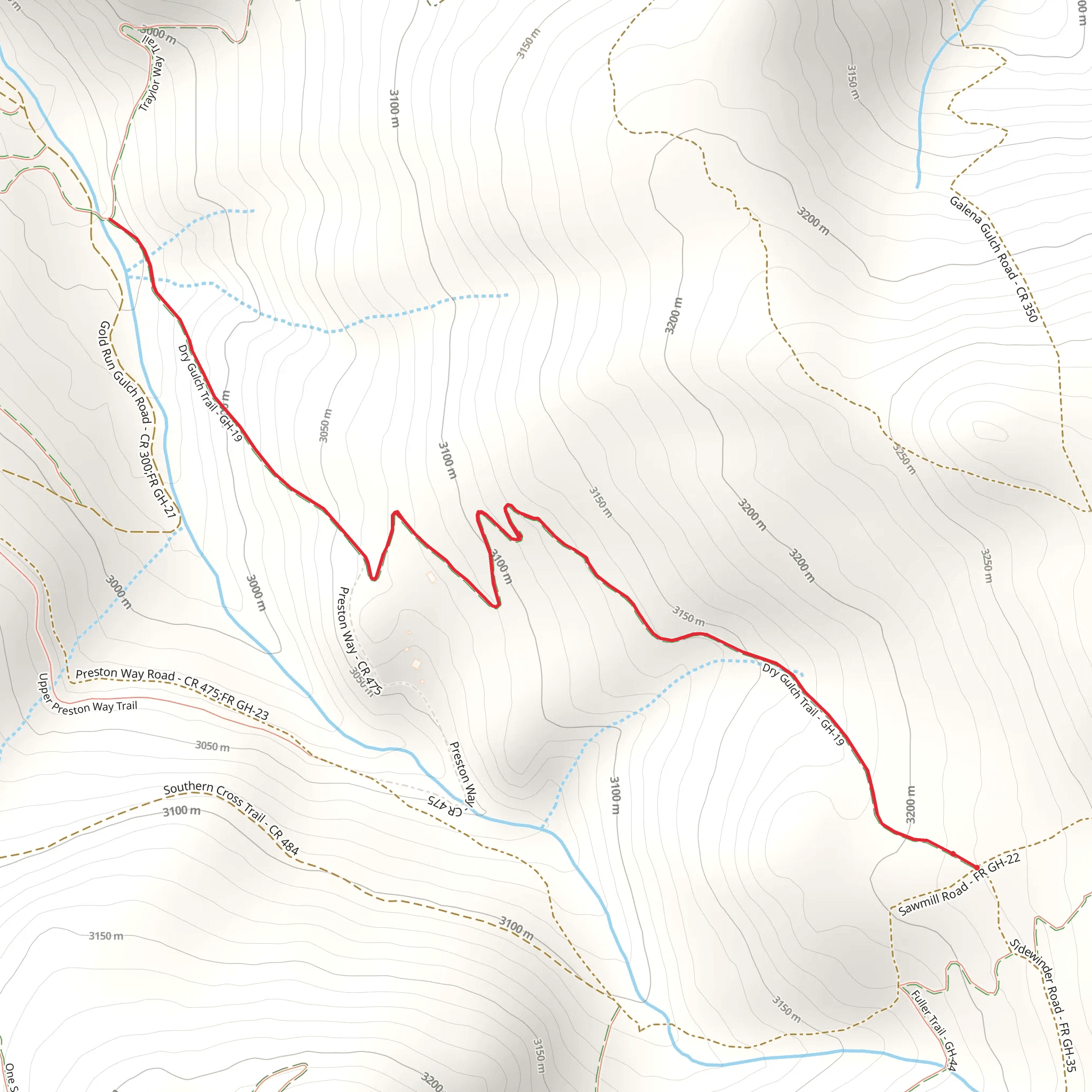 Dry Gulch Trail mobile static map