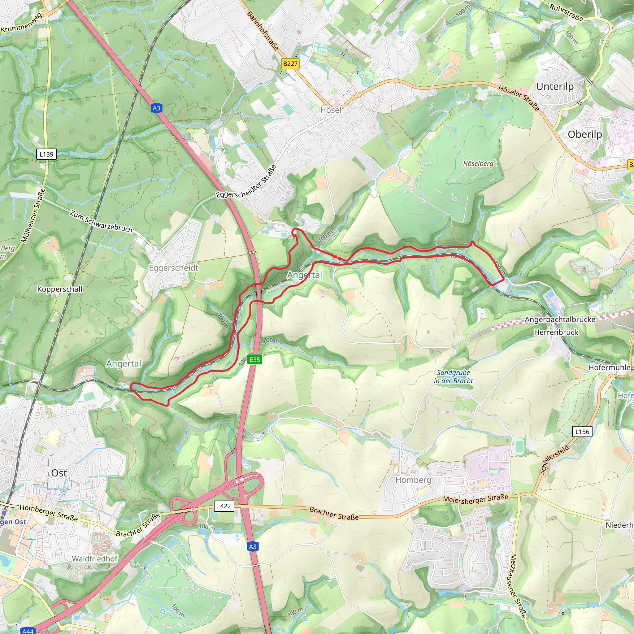 Steinkothen Rundweg and Doppelbalken Ratingen-Hoesel mobile static map