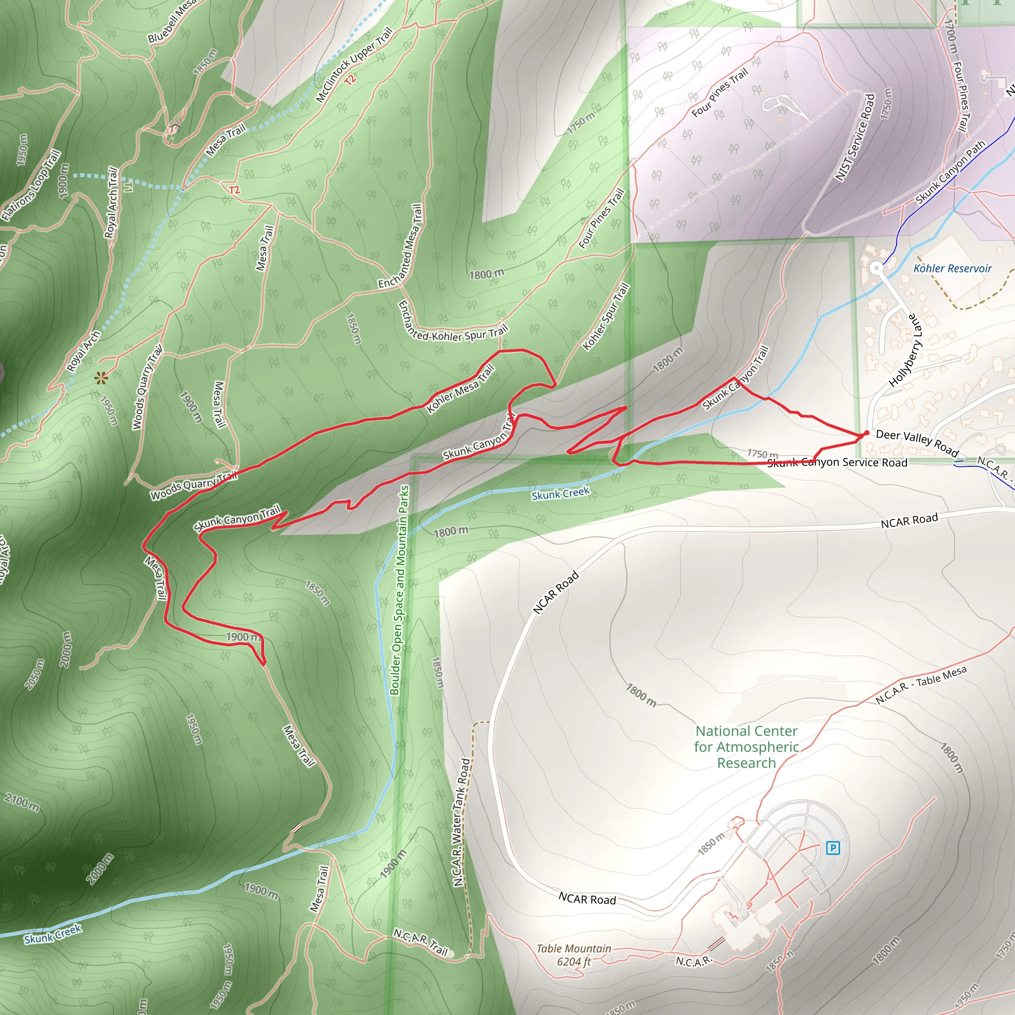 Skunk Canyon and Kohler Mesa Loop Trail mobile static map