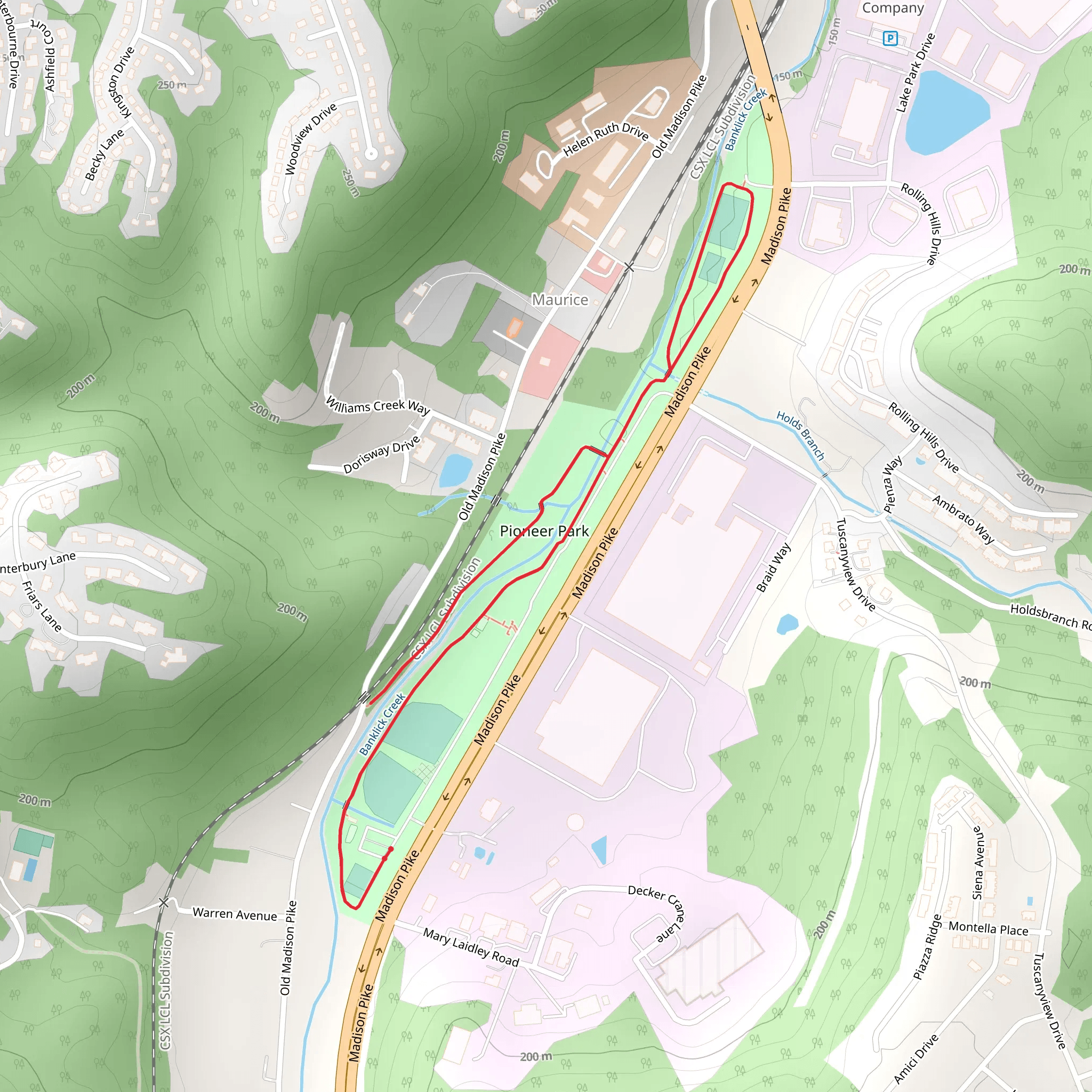 Pioneer Park and Banklick Creek Loop mobile static map