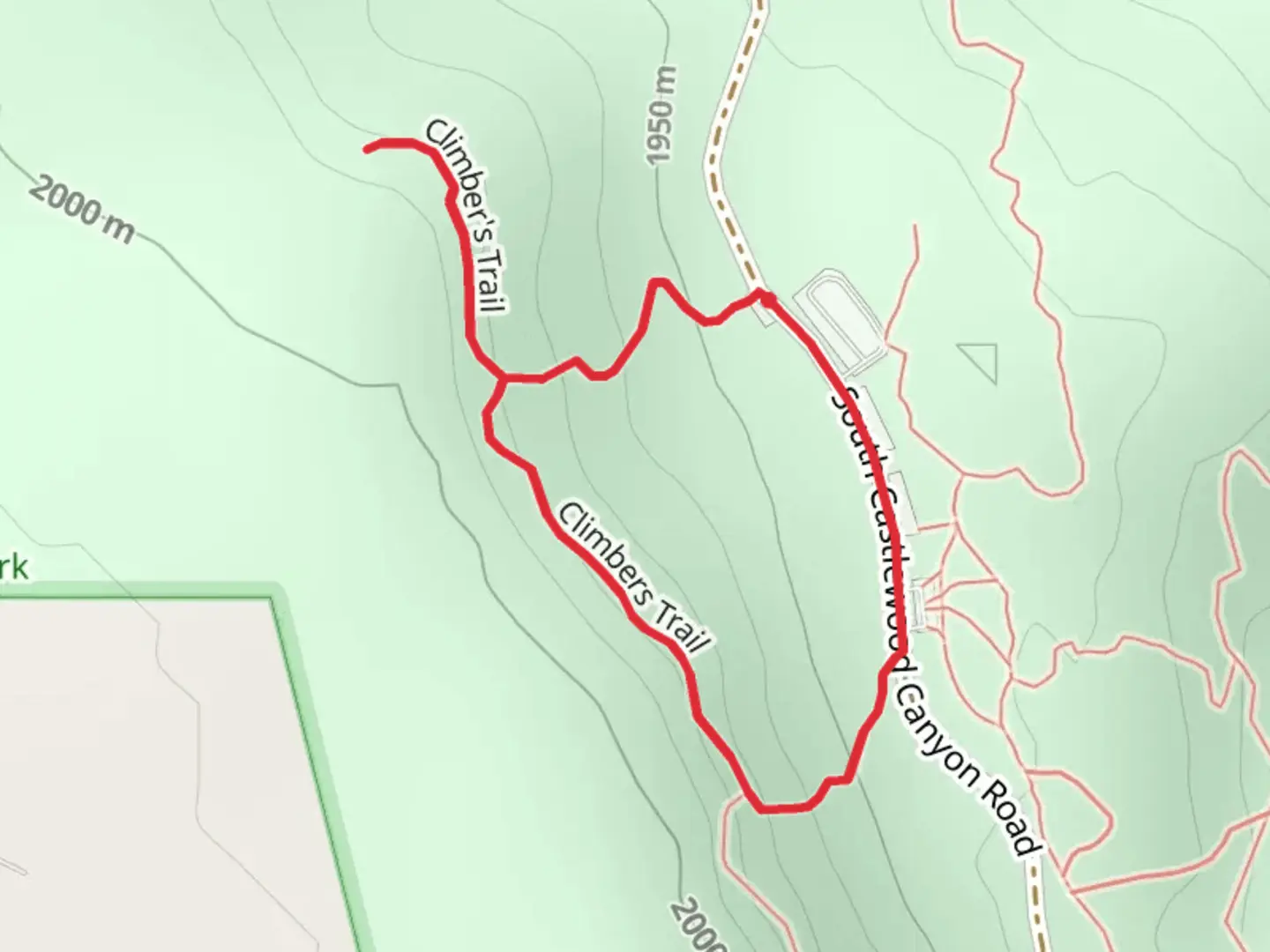 An image depicting the trail Climber's Loop Trail and its surrounding area.