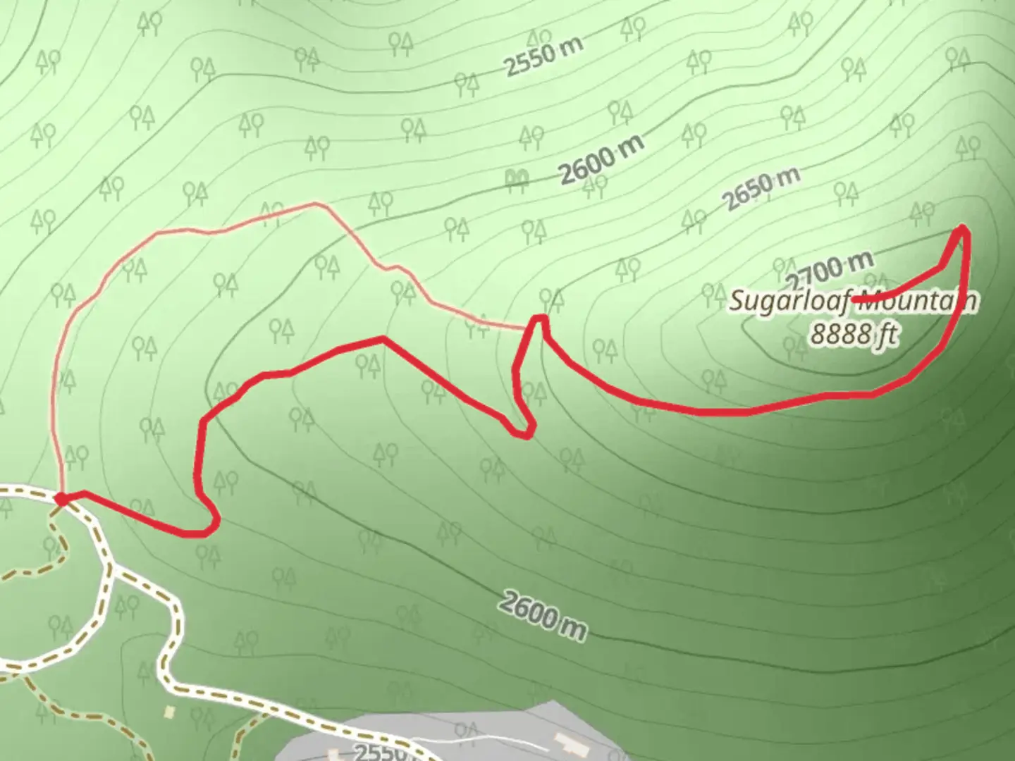 An image depicting the trail Sugarloaf Mountain Lookout and its surrounding area.