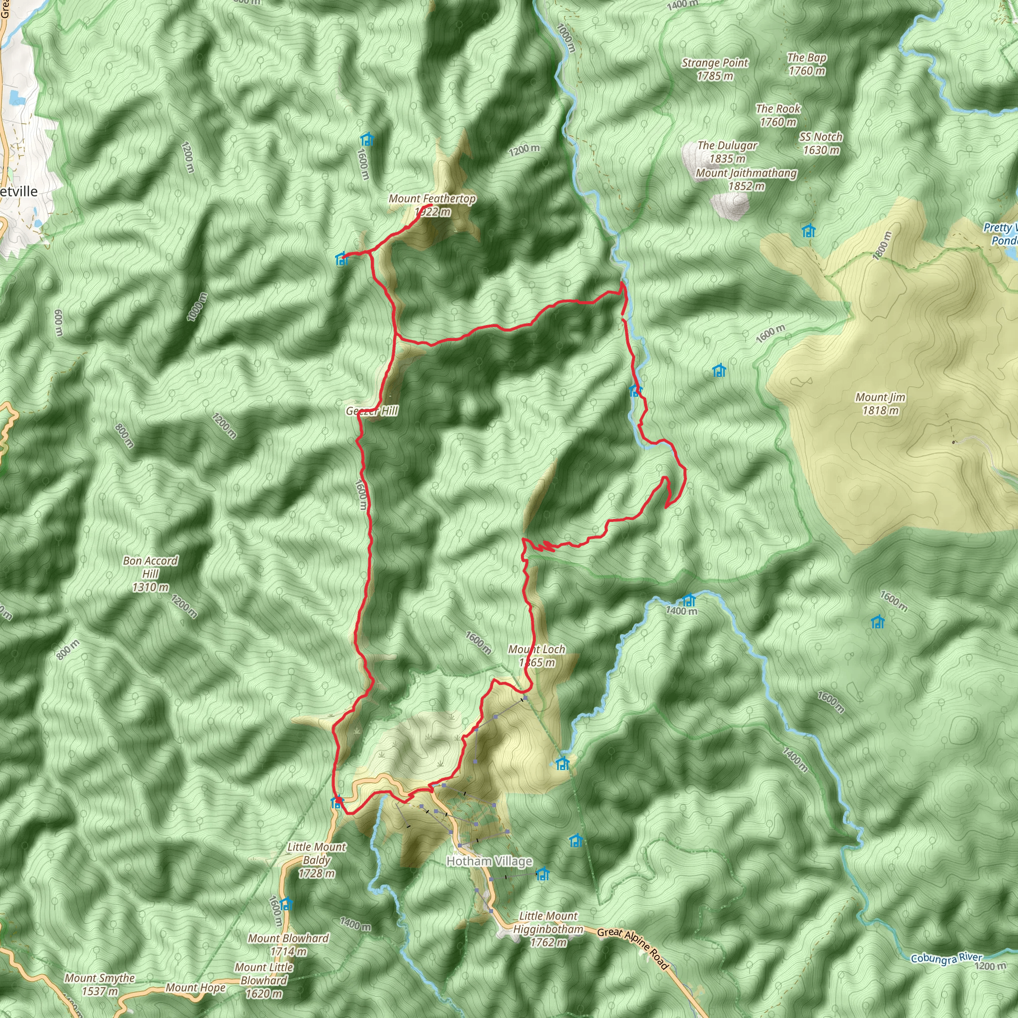 Machinery and Diamantina Spurs Trail mobile static map