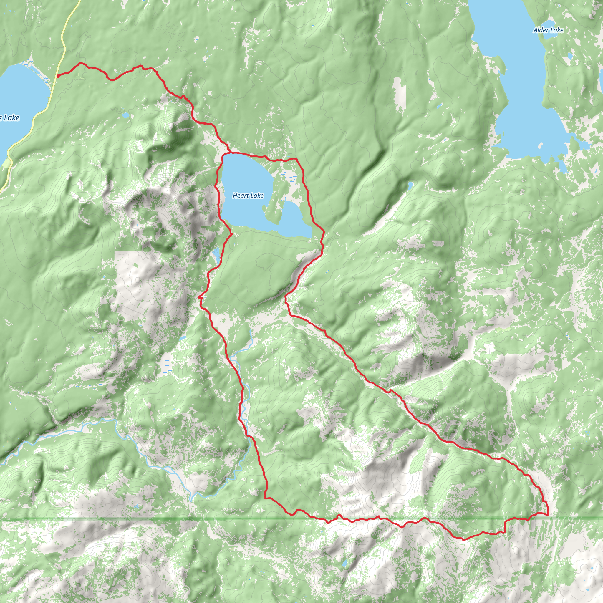 Heart Lake and Fox Creek and South Big Game Ridge Trail via CDT mobile static map