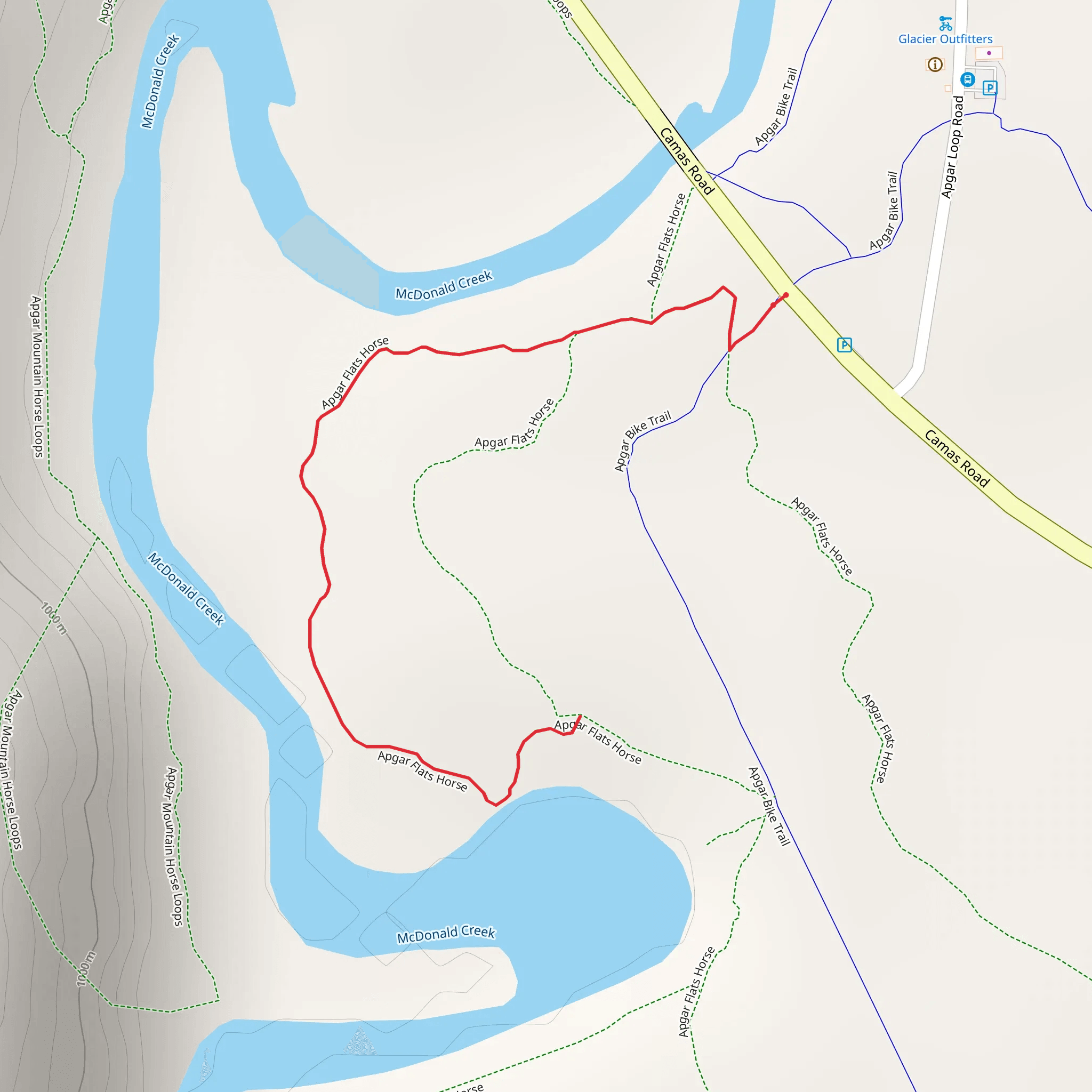 Apgar Flats Trail mobile static map