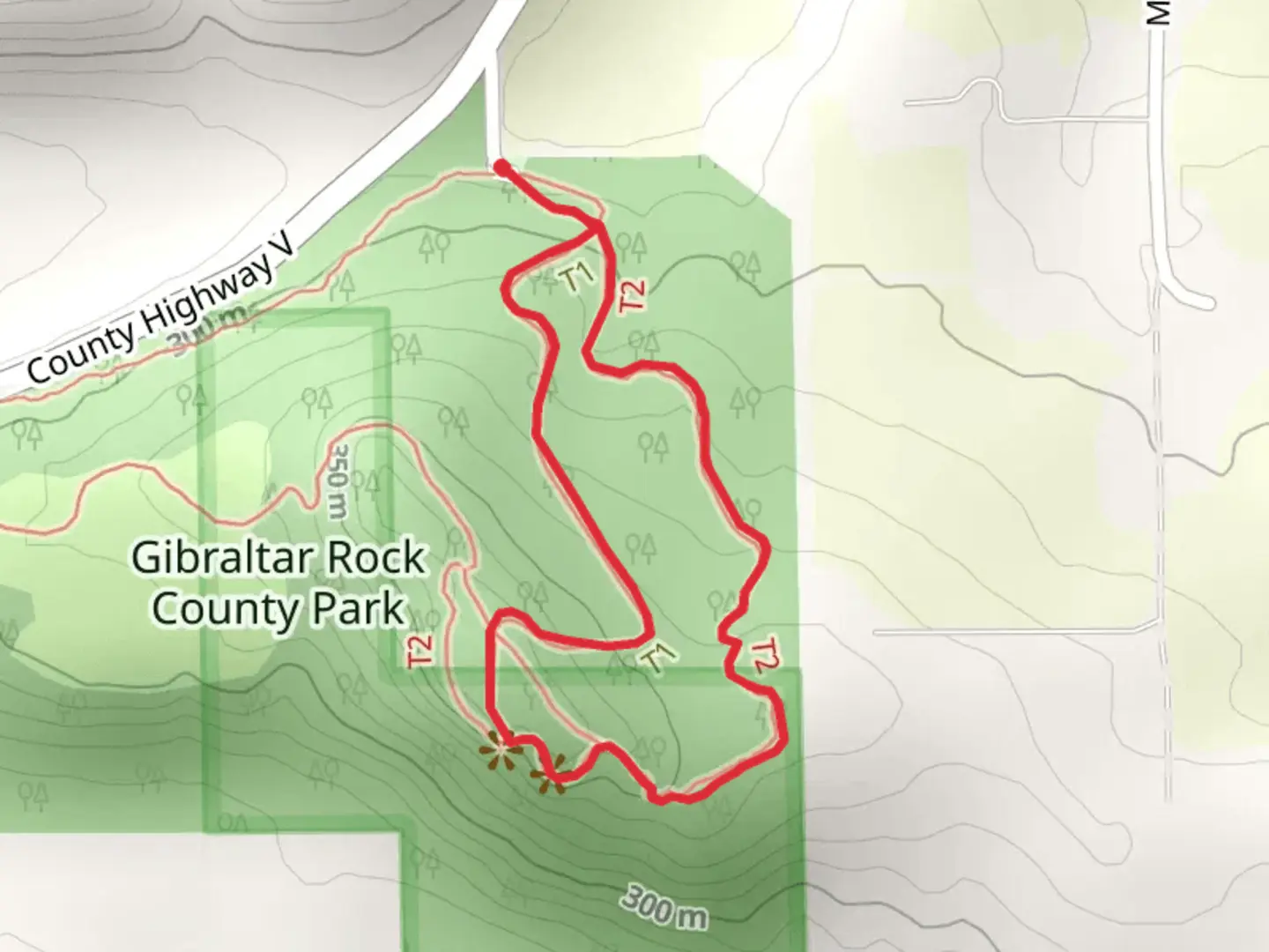 An image depicting the trail Gibraltar Rock Loop and its surrounding area.