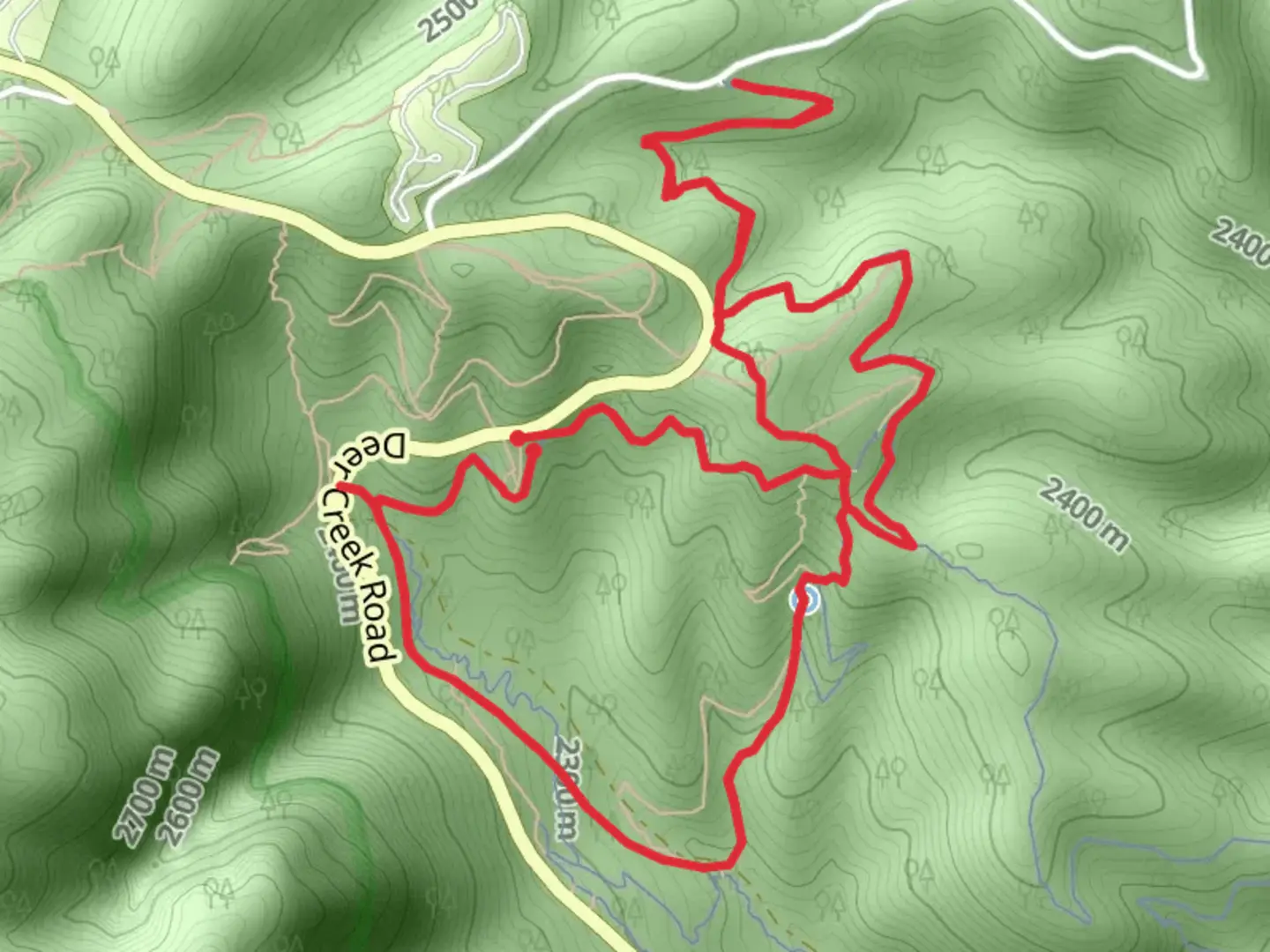An image depicting the trail Showgirl and Trough Loop Trail and its surrounding area.