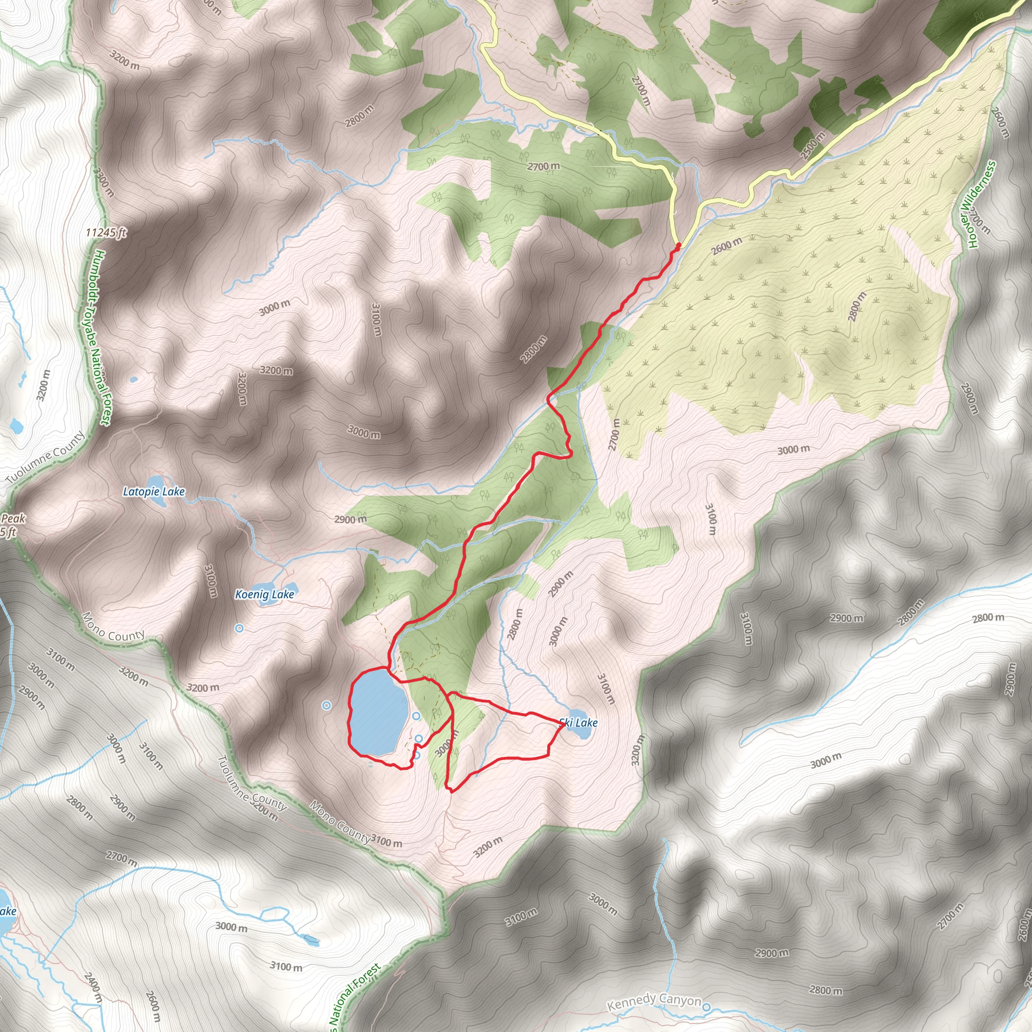 Leavitt Lake and Ski Pond Loop via Leavitt Lake Road mobile static map