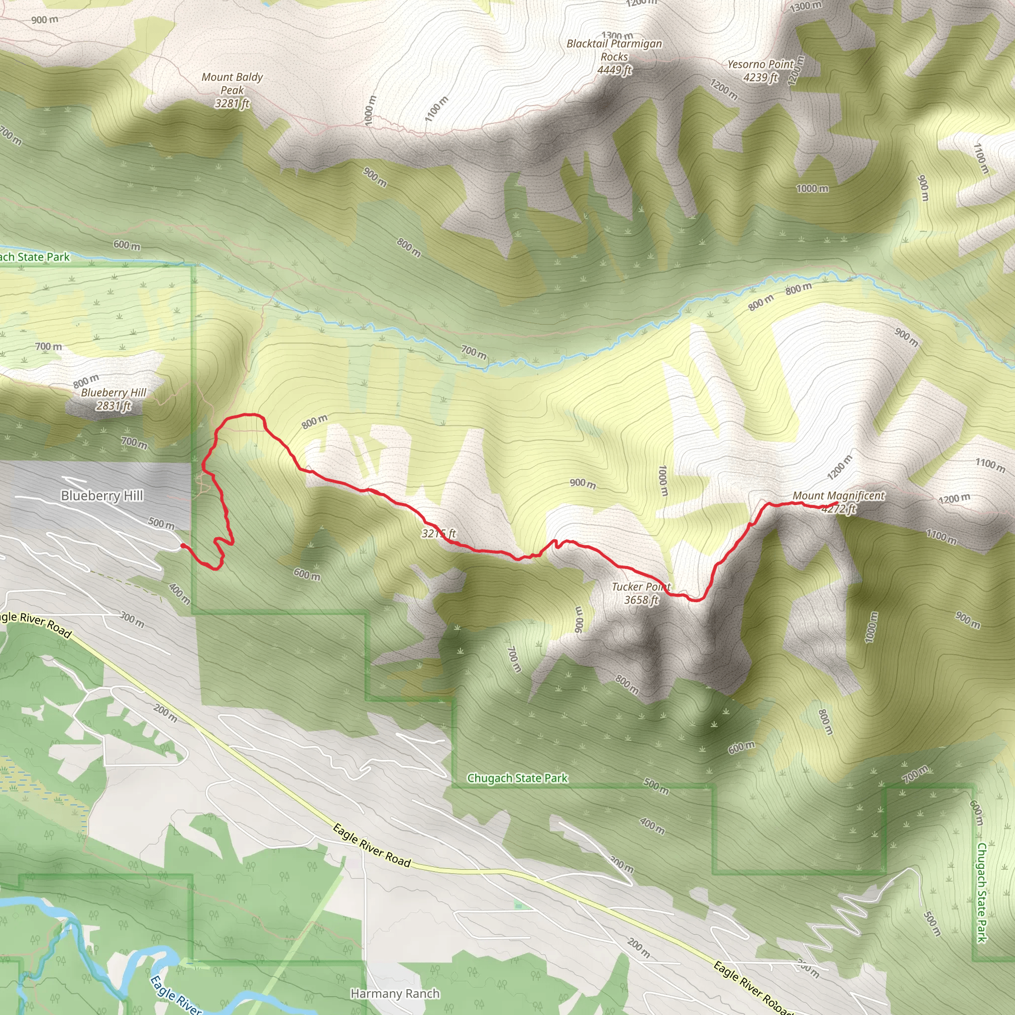 Mount Magnificent via Mile-High Saddle Trail mobile static map