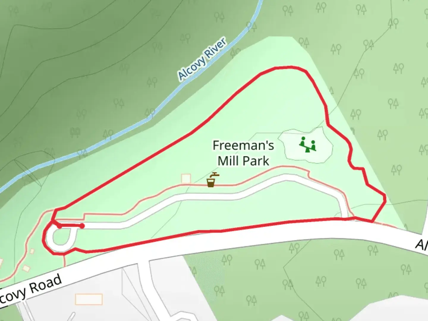 An image depicting the trail Alcovy River Loop and its surrounding area.