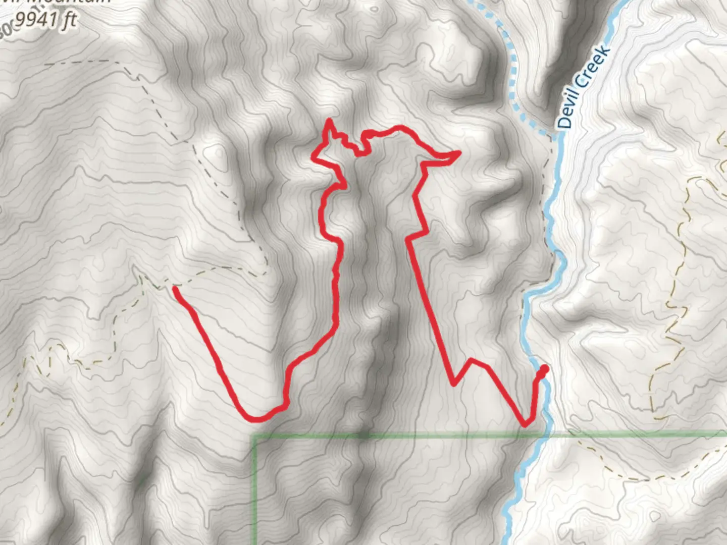 An image depicting the trail Double G Trail via Snow Ranch C Trail and its surrounding area.
