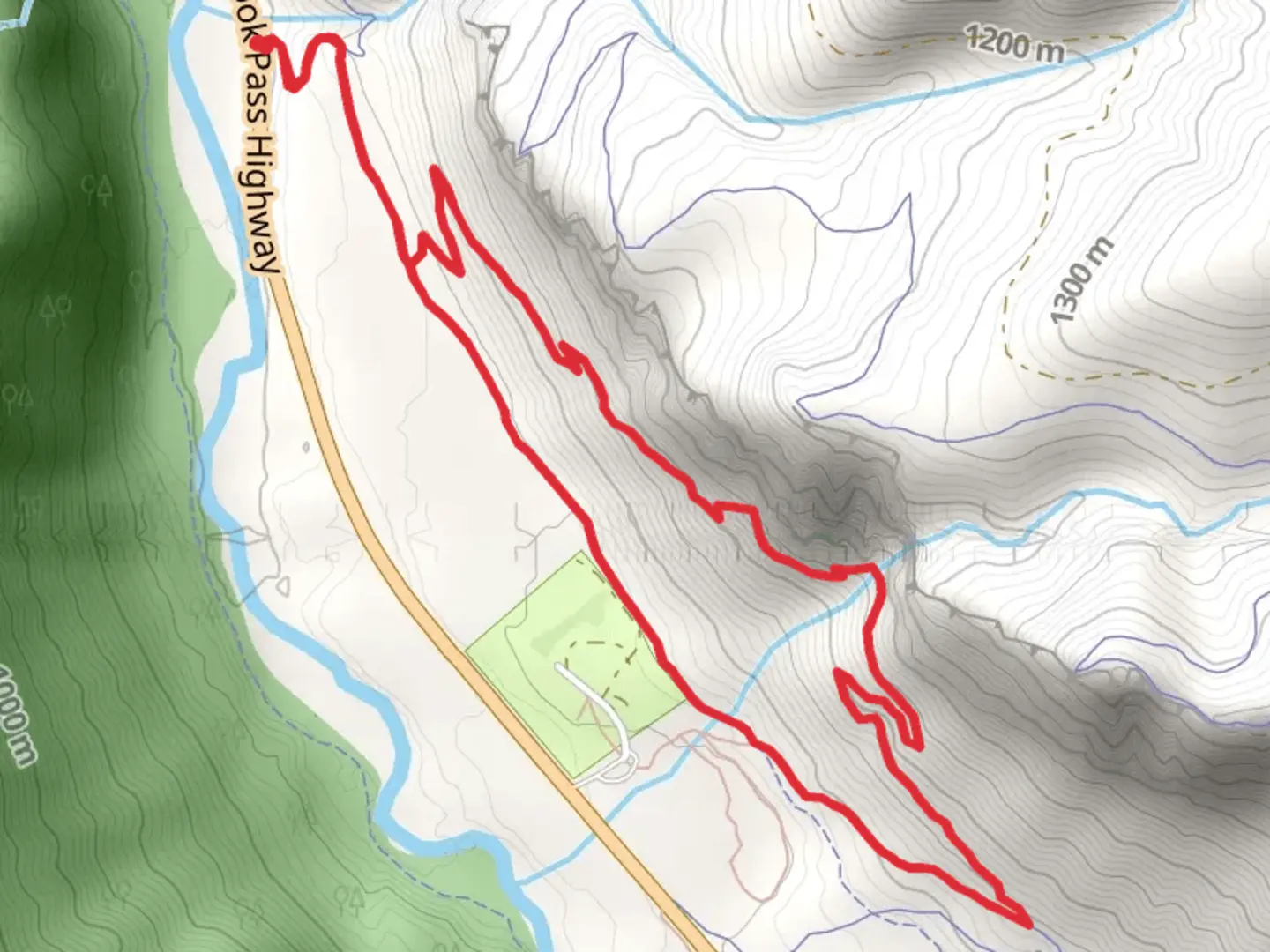 An image depicting the trail Snoquera Falls Trail and its surrounding area.