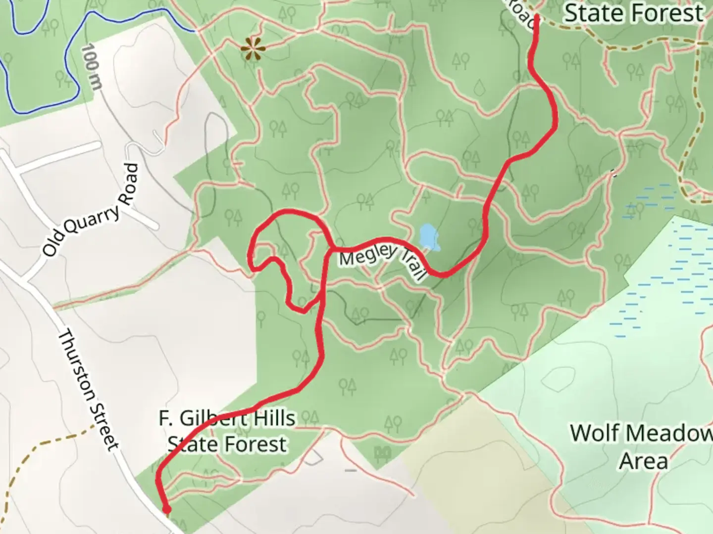 An image depicting the trail Thruston Street Loop and its surrounding area.