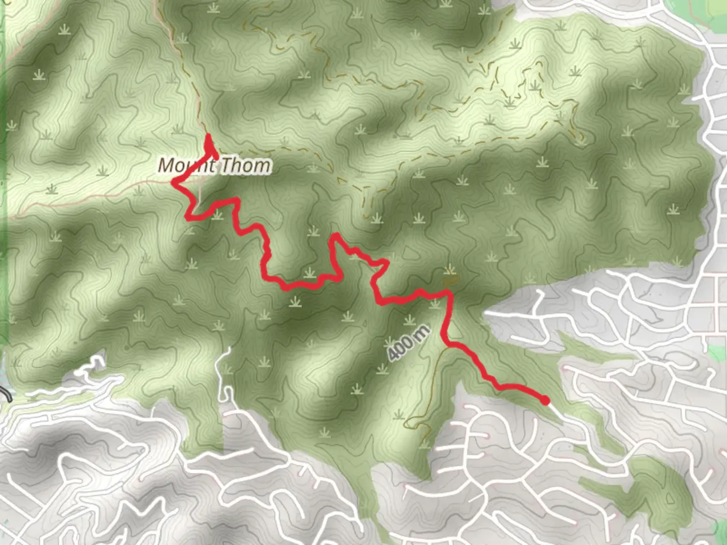 An image depicting the trail Mount Thorn via Las Flores and its surrounding area.
