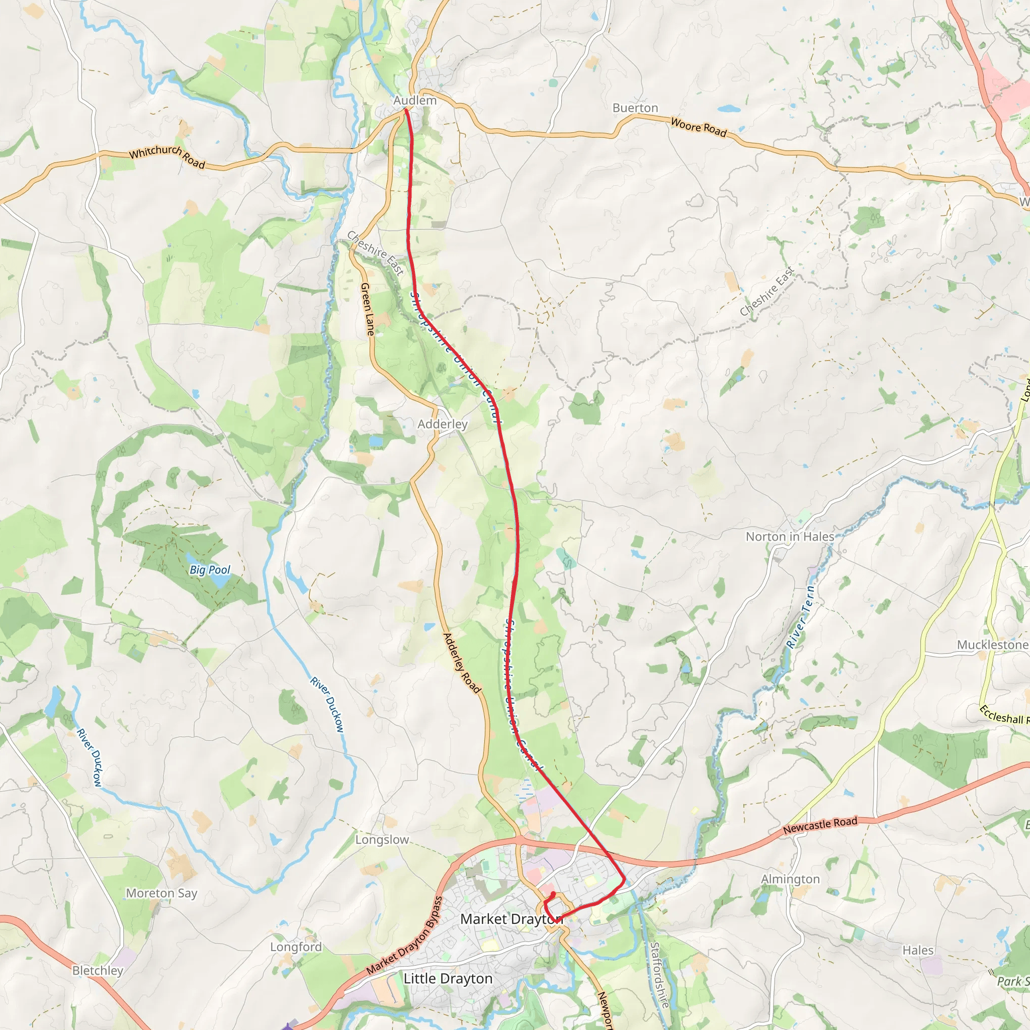 Towing Path along Shropshire Union Canal from Frogmore Road mobile static map