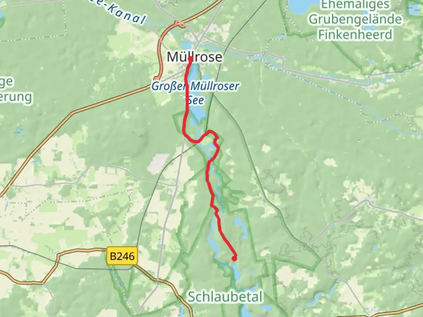 An image depicting the trail Belenzsee and Grosser Muellroser See and its surrounding area.