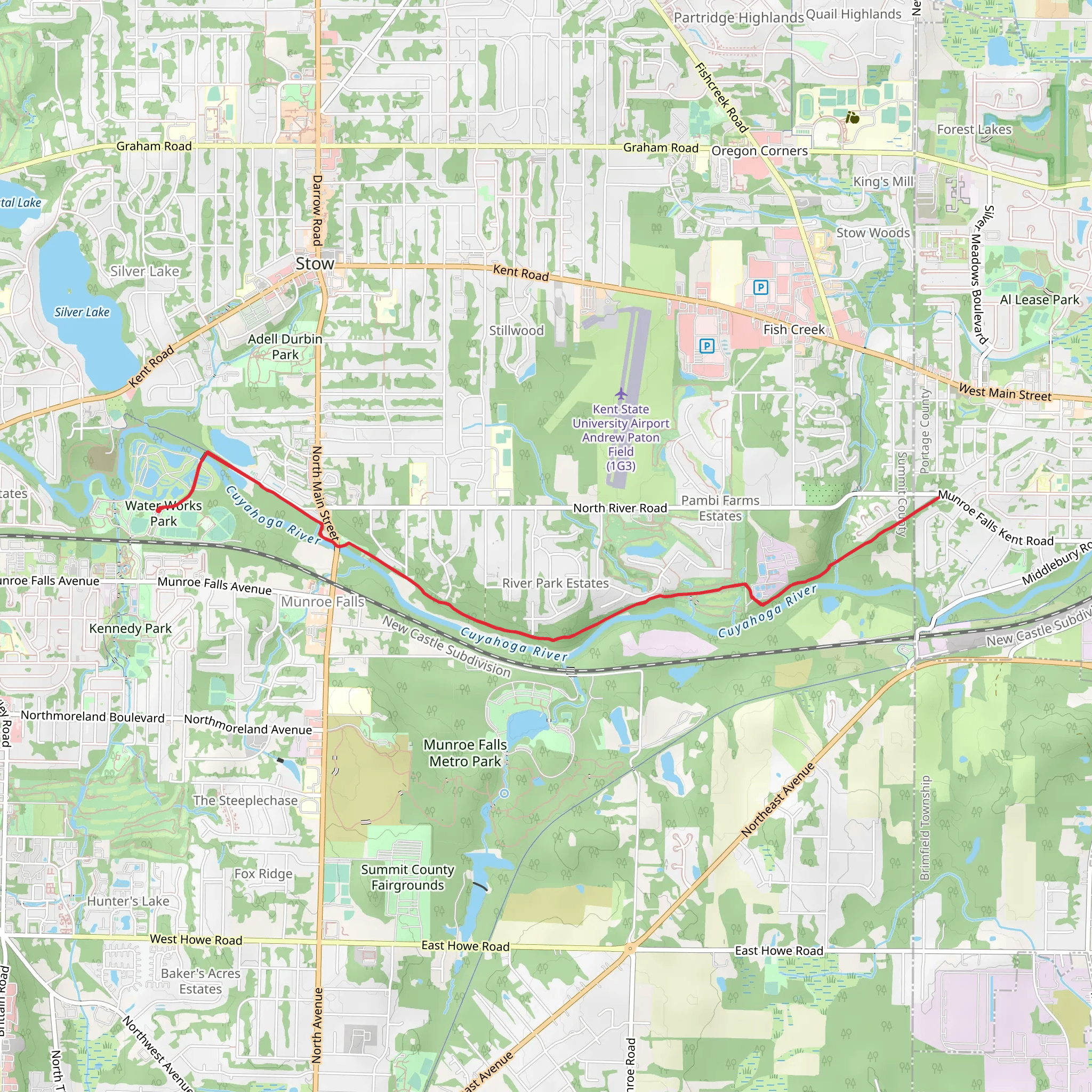 Walk along Cuyahoga River mobile static map