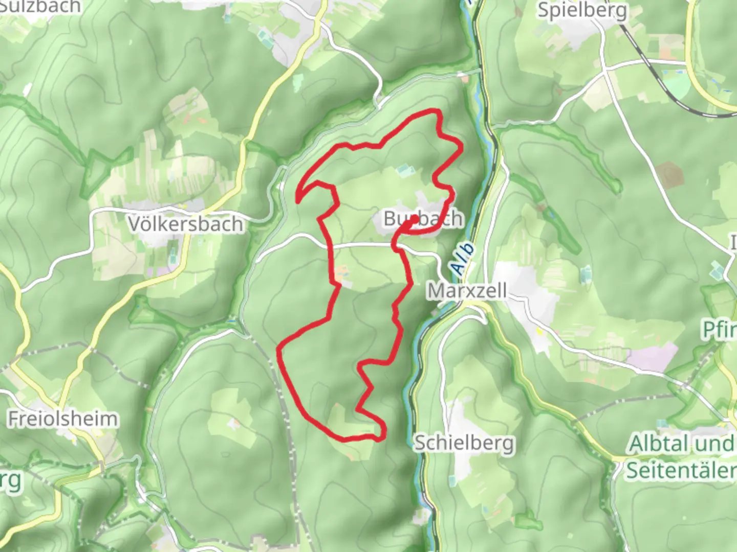 An image depicting the trail Burbach and Klosterwald Loop and its surrounding area.