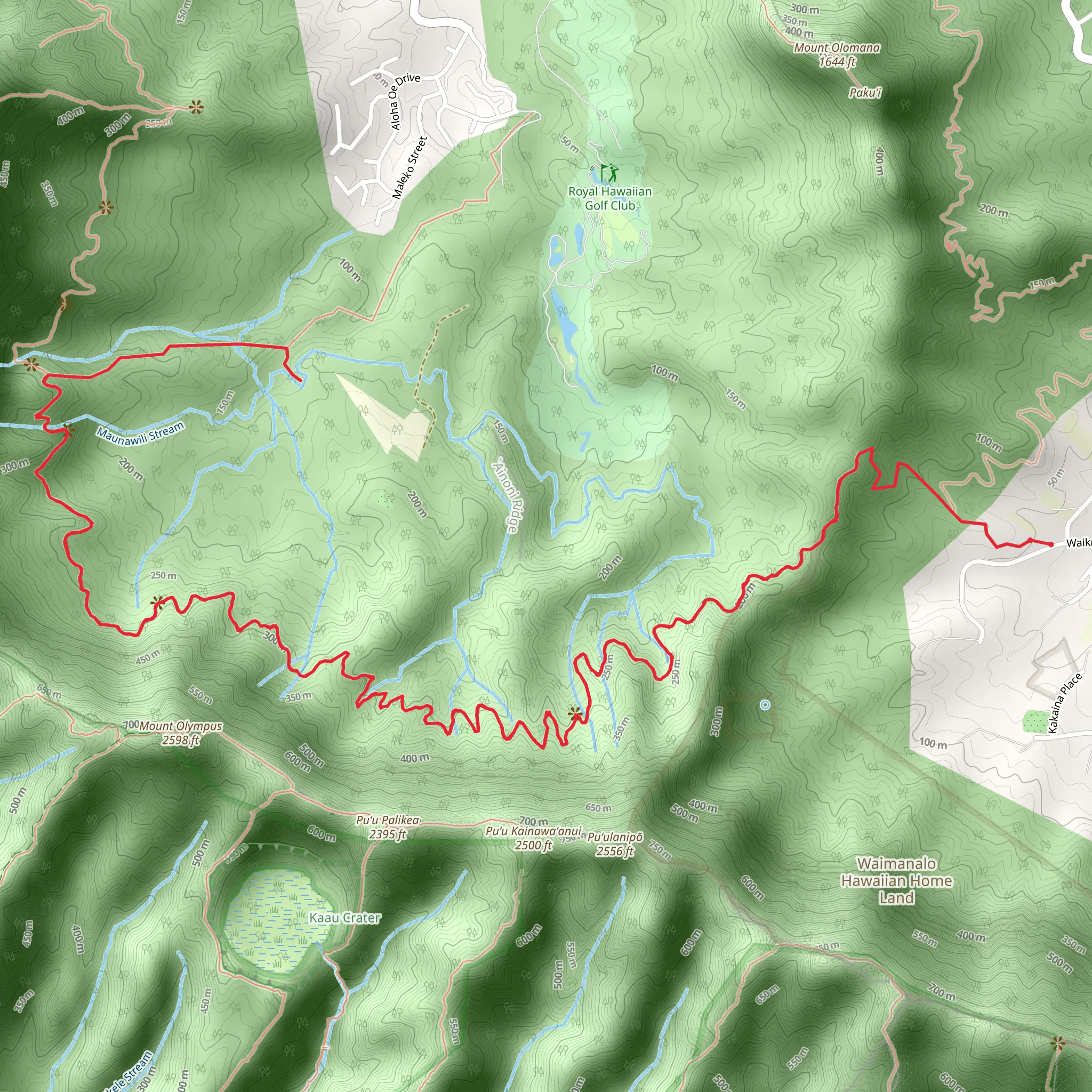 Maunawili Trail Out and Back mobile static map