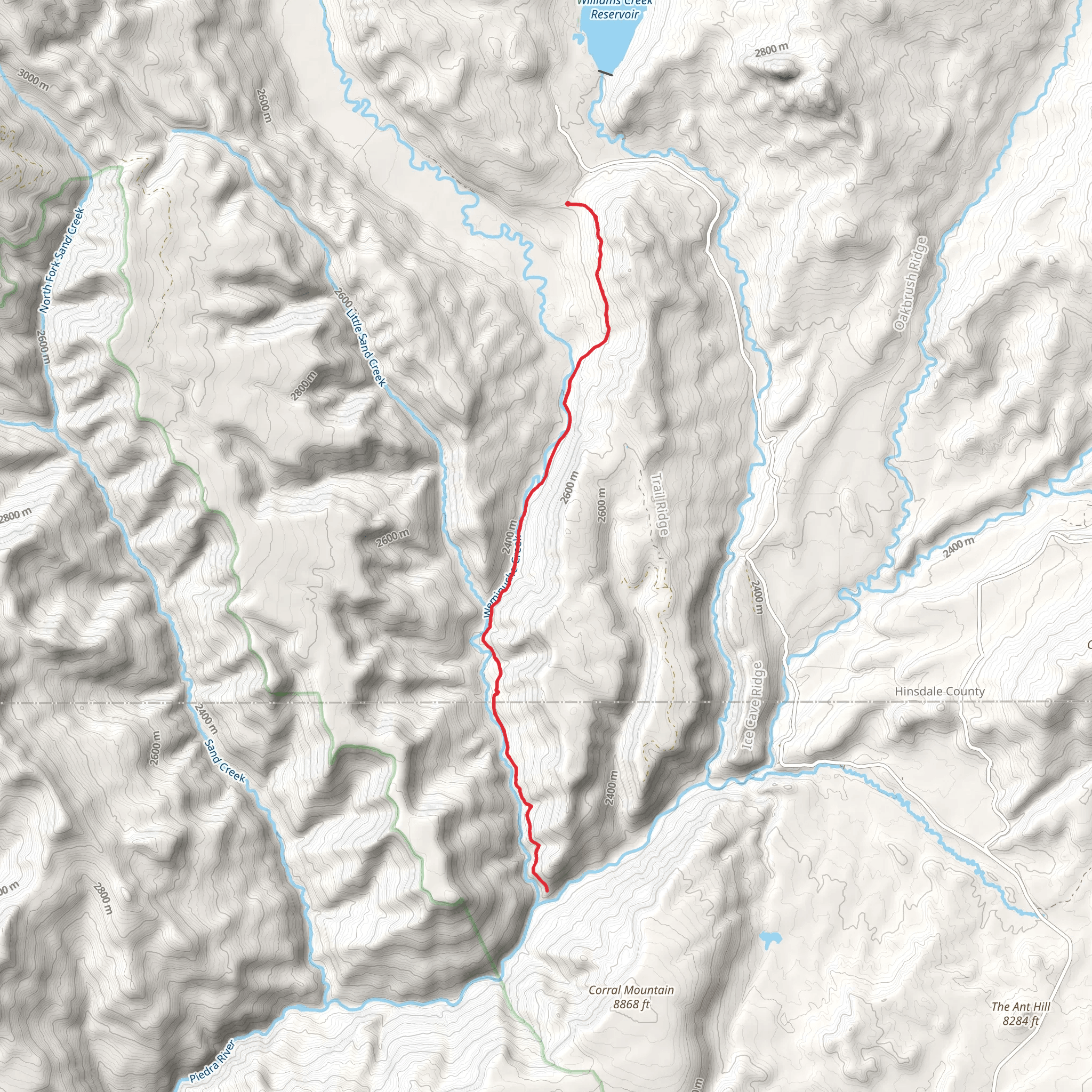 Lower Weminuche Trail mobile static map