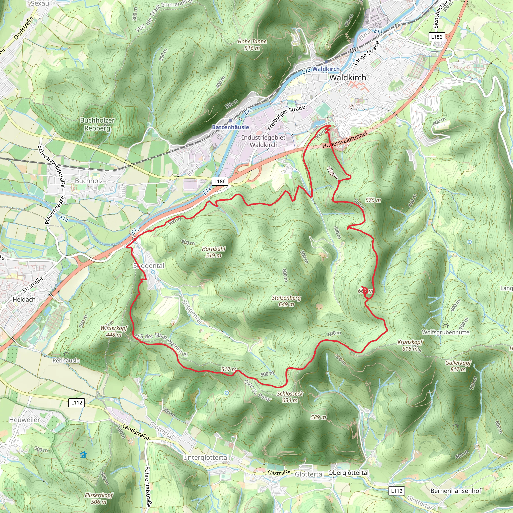 Eiserersteg and Denzlingen - Furtwagen mobile static map
